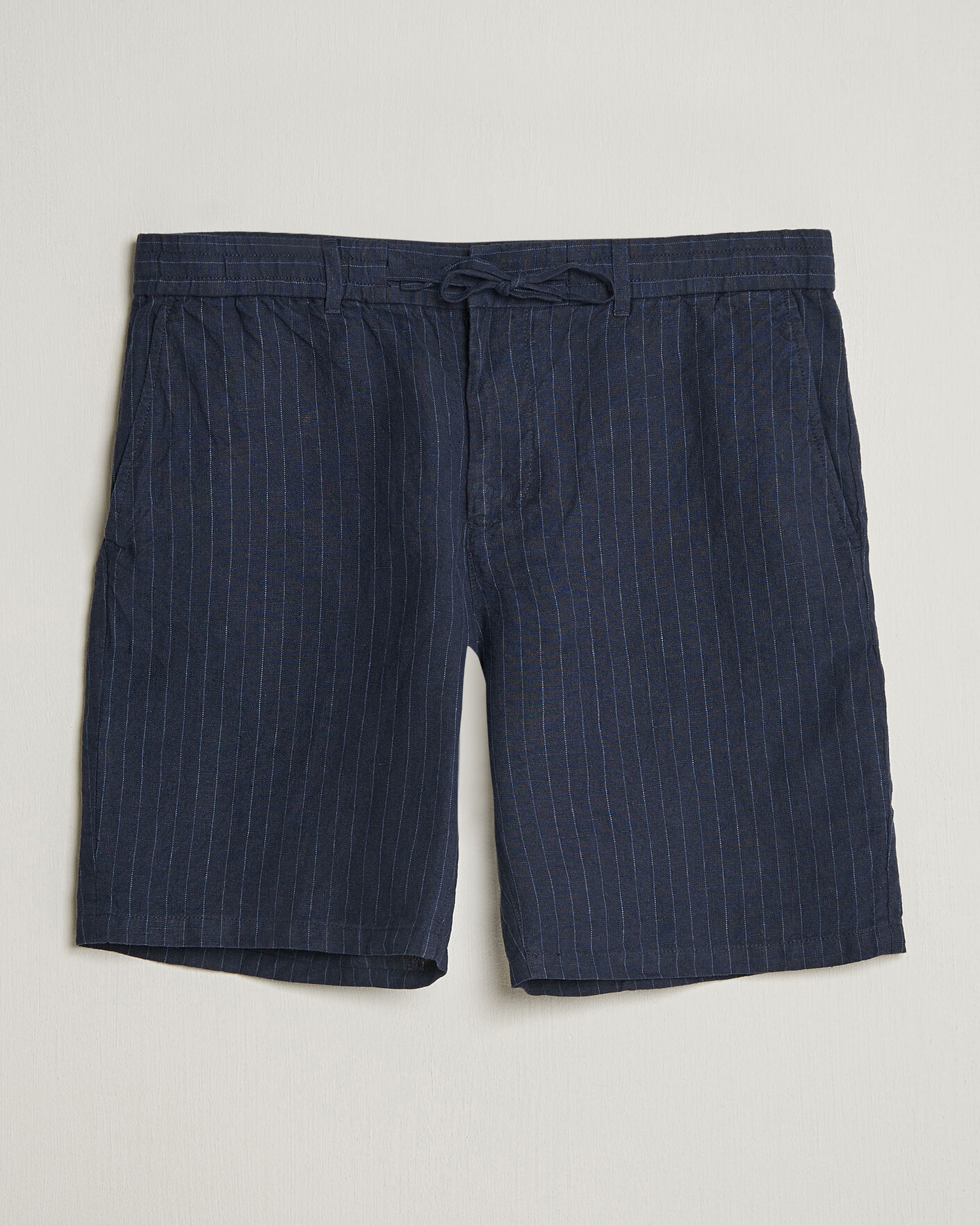 Homme | Shorts | Gant | Regular Fit Striped Linen Drawstring Shorts Evening Blue