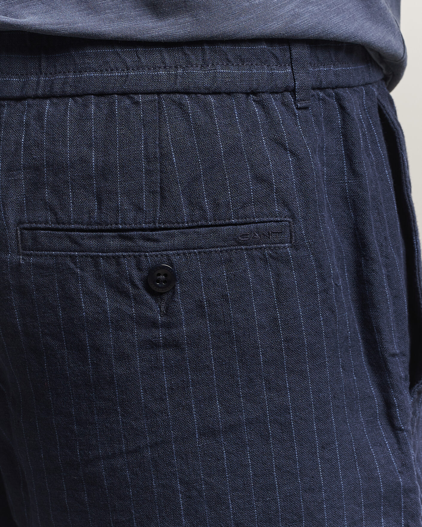 Homme | Shorts | Gant | Regular Fit Striped Linen Drawstring Shorts Evening Blue