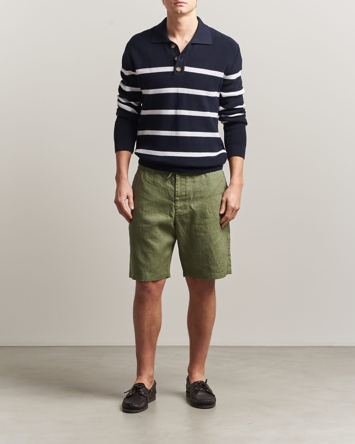 Homme | Shorts | GANT | Regular Fit Linen Drawstring Shorts Dry Herb Green