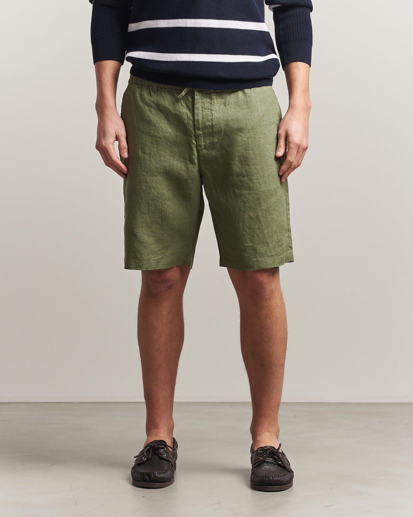 Homme | Shorts | Gant | Regular Fit Linen Drawstring Shorts Dry Herb Green