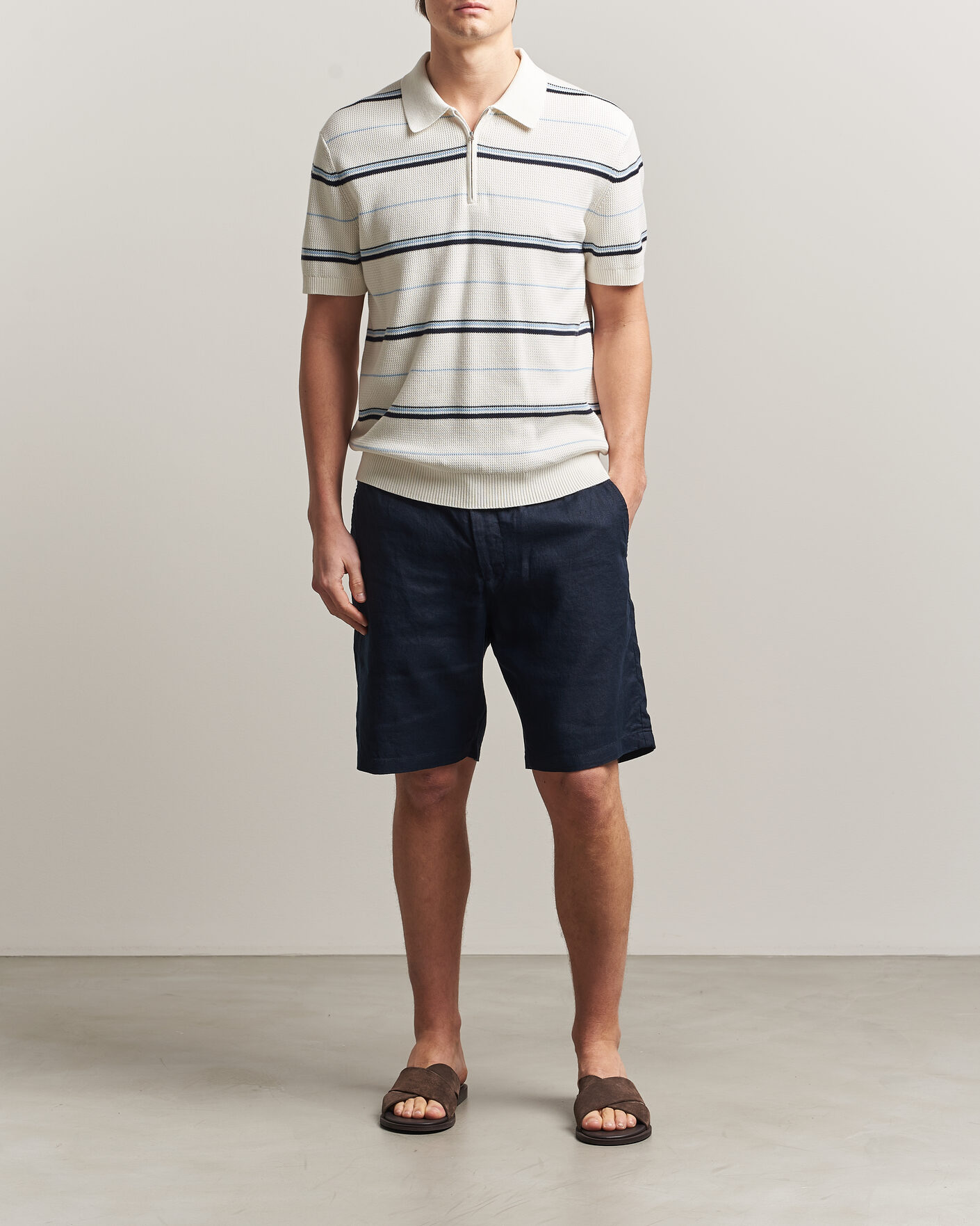 Homme | Shorts | Gant | Regular Fit Linen Drawstring Shorts Evening Blue