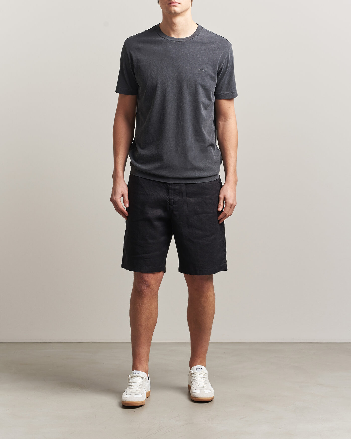 Homme | Shorts | Gant | Regular Fit Linen Drawstring Shorts Black