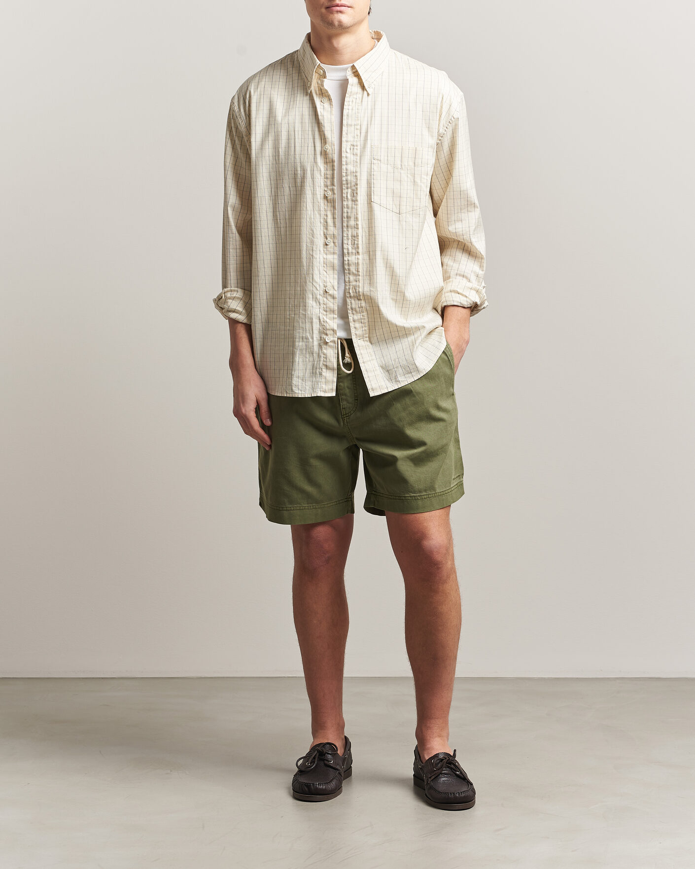 Homme | Shorts | Gant | Regular Fit Sunfaded Drawstring Dry Herb Green