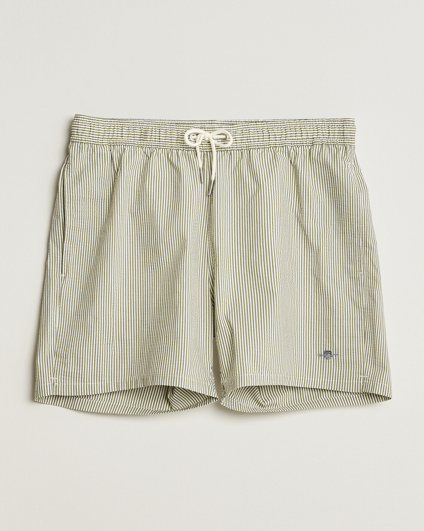 Homme | Maillots De Bain | Gant | Seersucker Striped Swimshorts Dry Herb Green