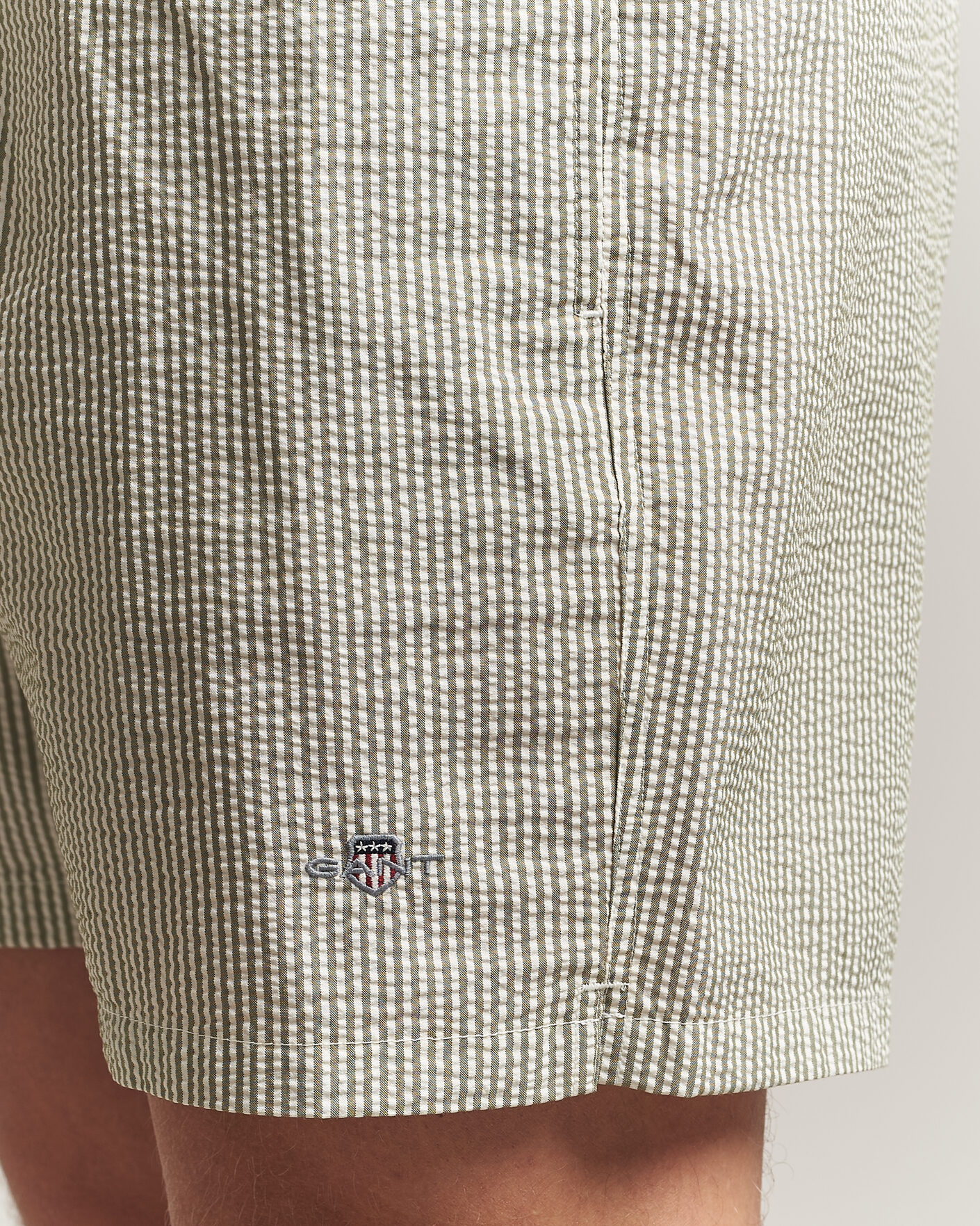 Homme | Maillots De Bain | GANT | Seersucker Striped Swimshorts Dry Herb Green
