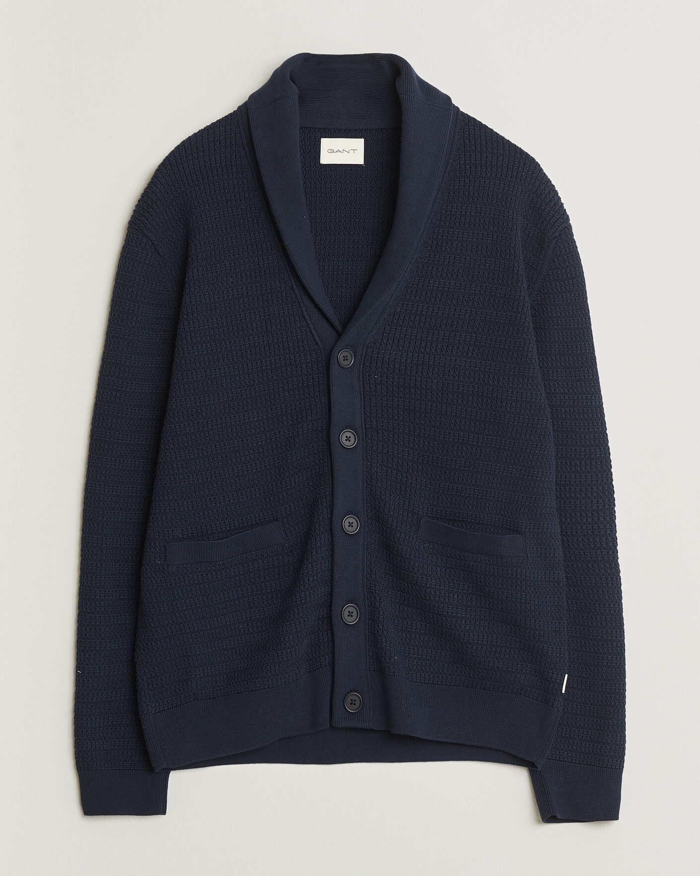 Homme | Pulls Et Tricots | Gant | Heavy Knitted Shawl Collar Cardigan Evening Blue