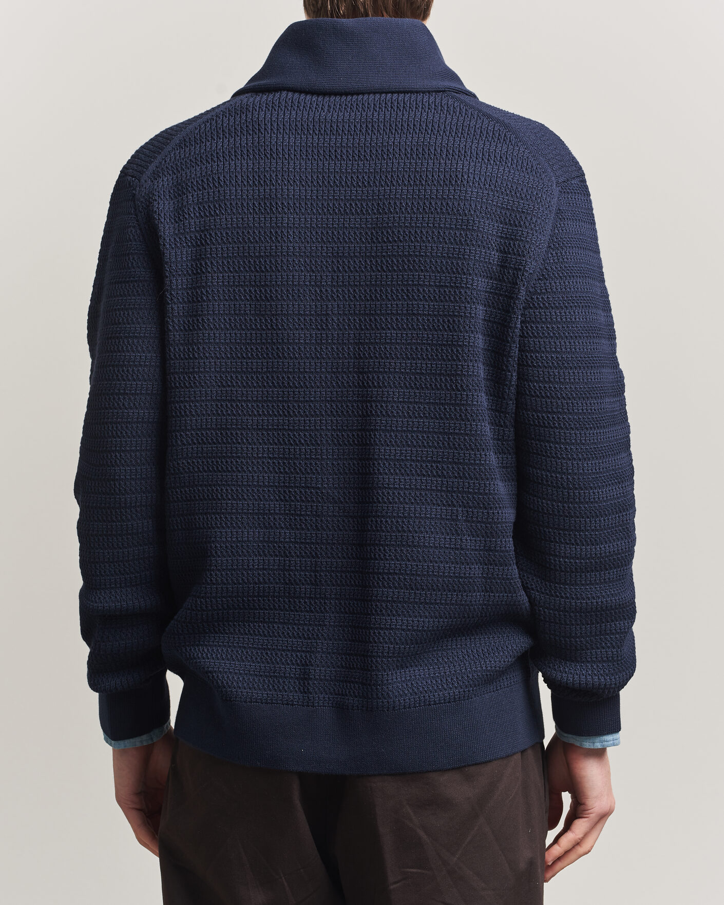 Homme | Pulls Et Tricots | Gant | Heavy Knitted Shawl Collar Cardigan Evening Blue