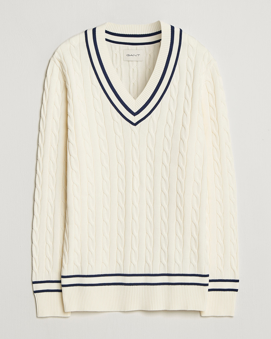 Homme | Pulls Et Tricots | Gant | Cotton Cable Cricket Sweater Cream
