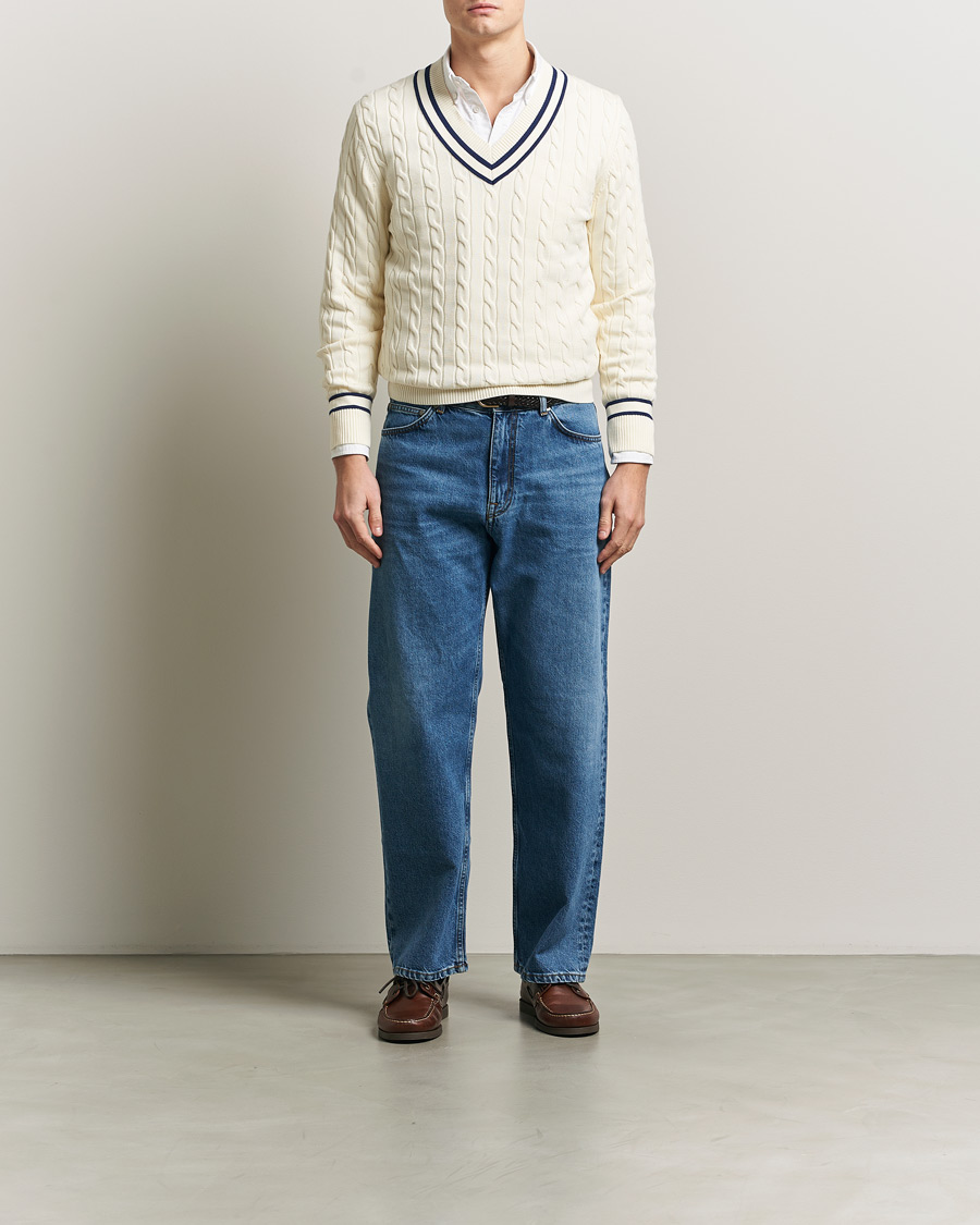 Homme | Pulls Et Tricots | Gant | Cotton Cable Cricket Sweater Cream