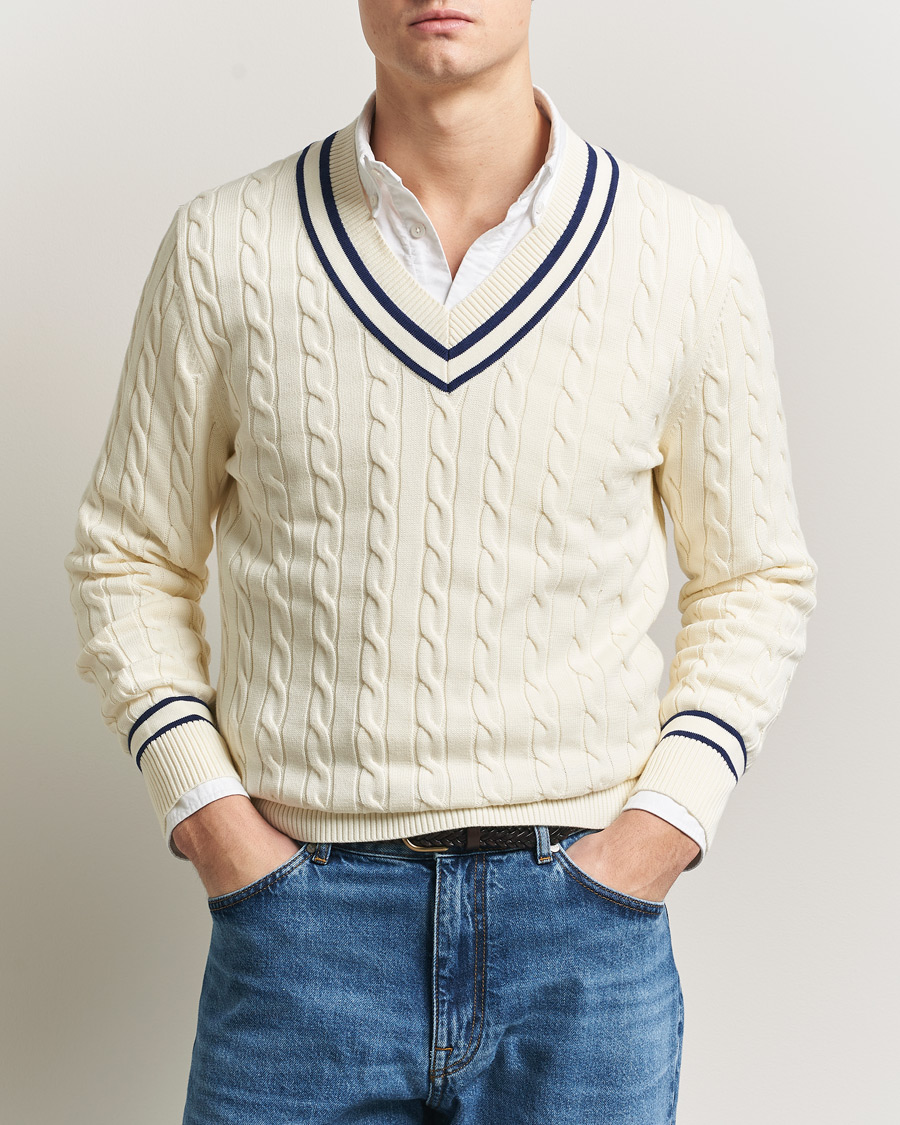 Homme | Pulls Et Tricots | Gant | Cotton Cable Cricket Sweater Cream