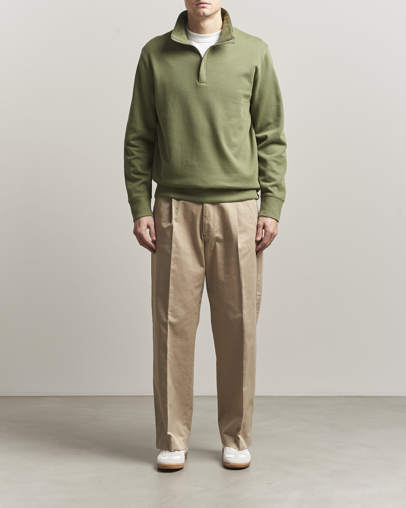 Homme | Pulls Et Tricots | GANT | Light Sacker Rib Half Zip Dry Herb Green
