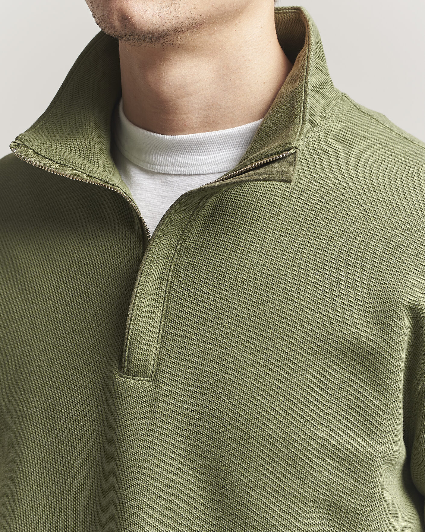 Homme | Pulls Et Tricots | Gant | Light Sacker Rib Half Zip Dry Herb Green