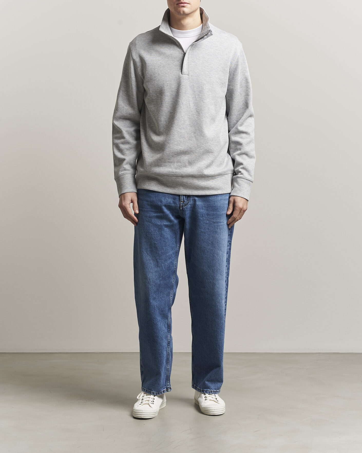 Homme | Pulls Et Tricots | Gant | Light Sacker Rib Half Zip Grey Melange