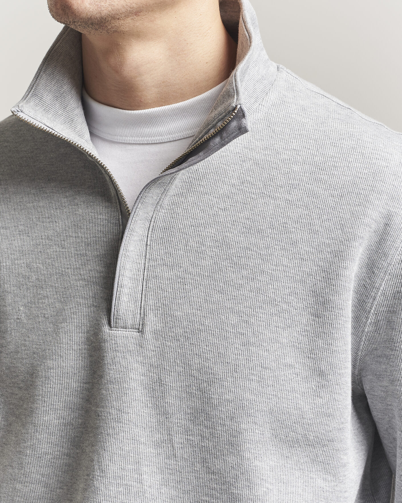 Homme | Pulls Et Tricots | Gant | Light Sacker Rib Half Zip Grey Melange