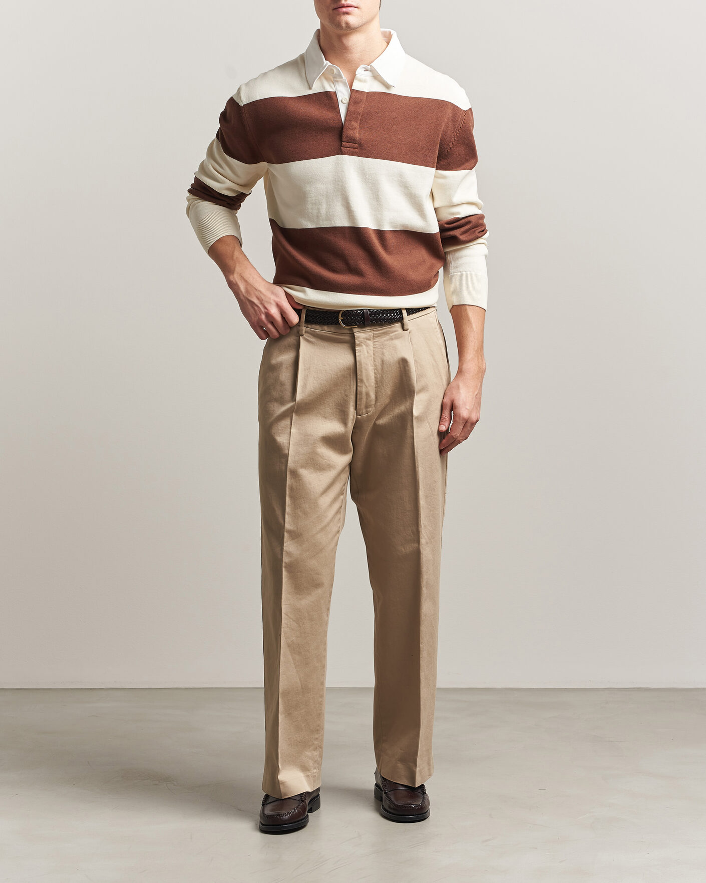 Homme | Pulls Et Tricots | Gant | Barstriped Knitted Rugger Cream/Brown
