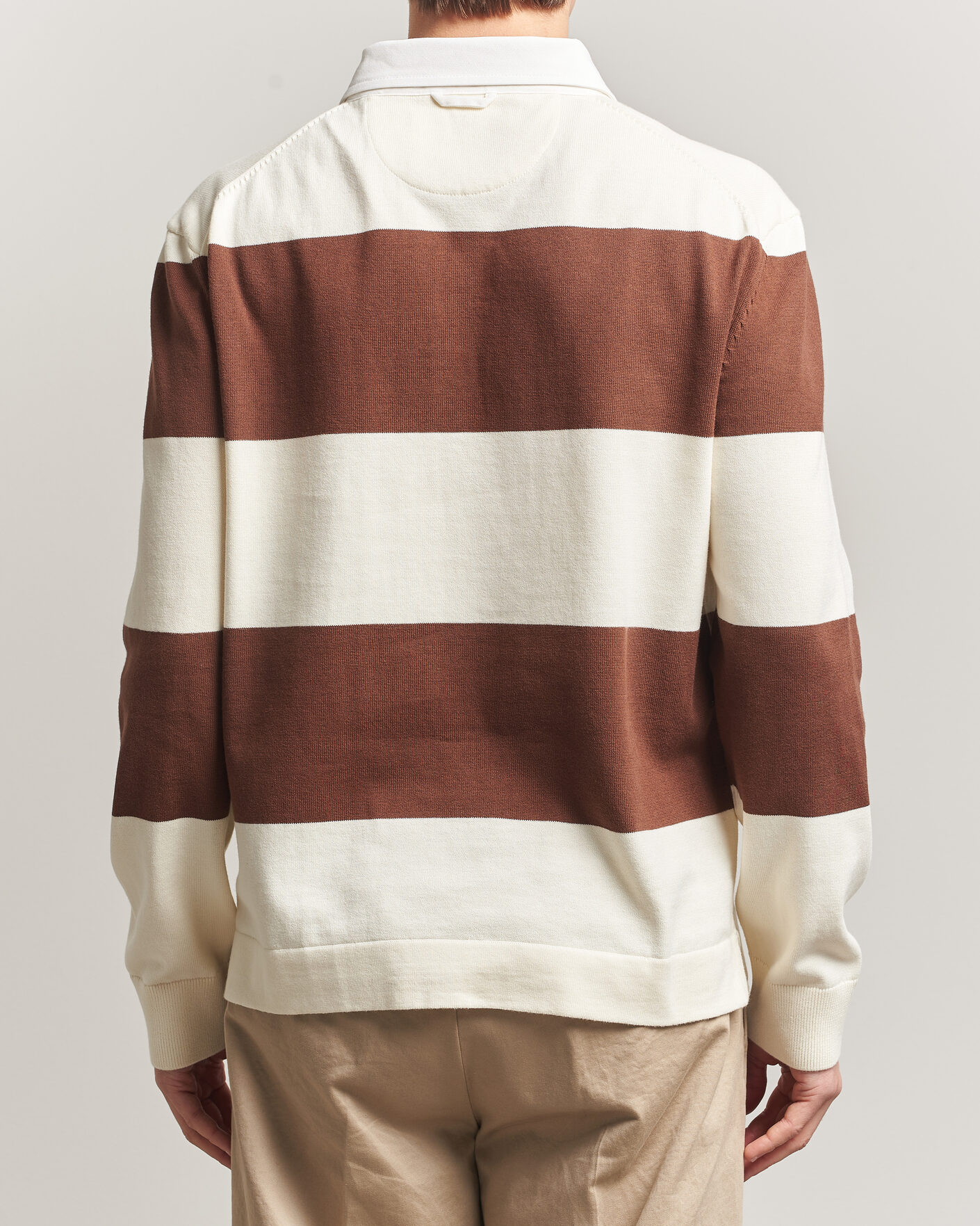 Homme | Pulls Et Tricots | Gant | Barstriped Knitted Rugger Cream/Brown