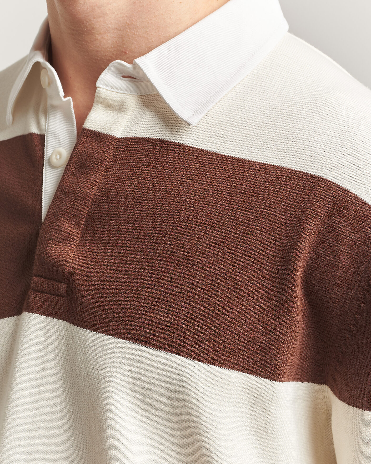 Homme | Pulls Et Tricots | Gant | Barstriped Knitted Rugger Cream/Brown