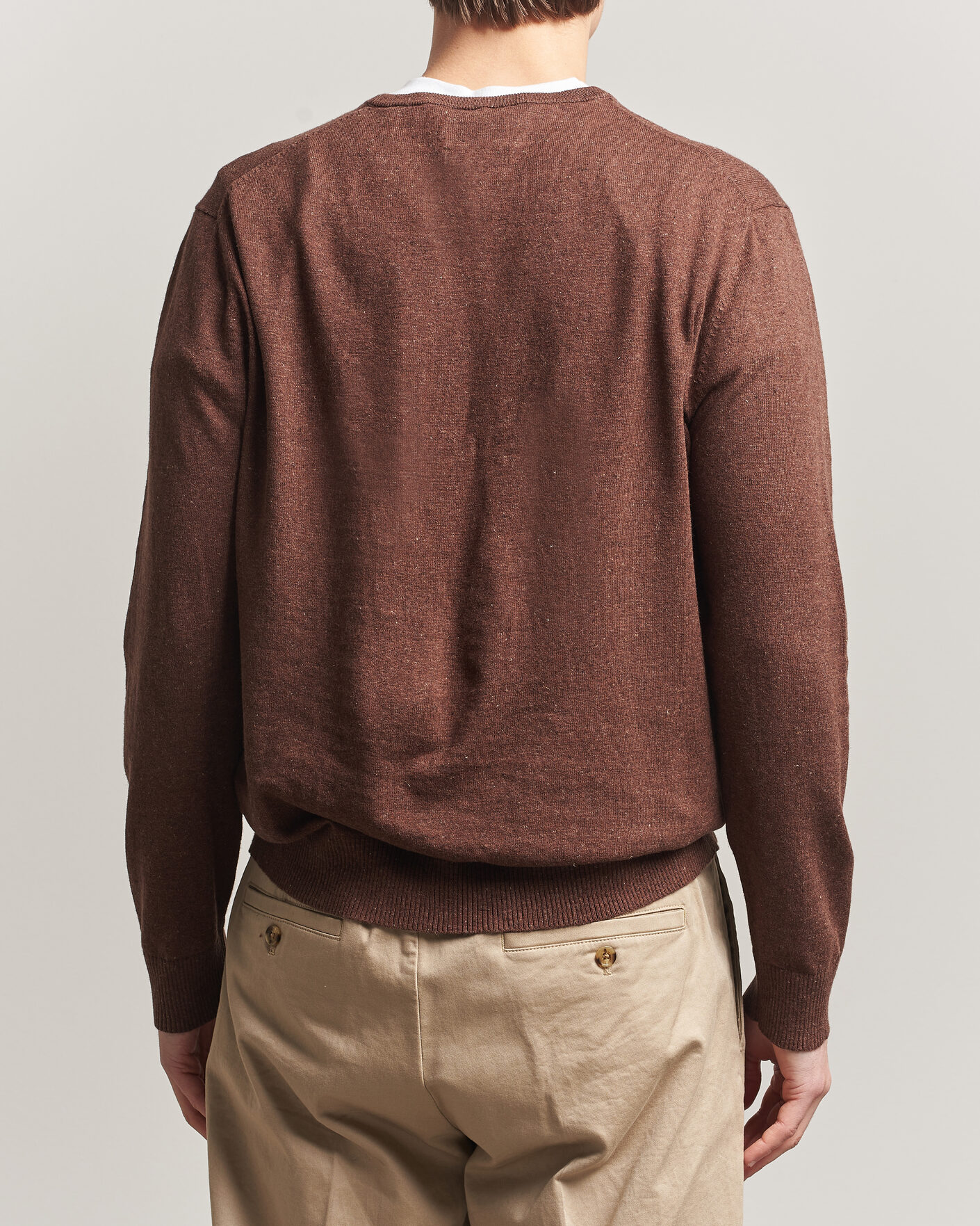 Homme | Pulls Et Tricots | GANT | Cotton/Linen Slub Knitted Sweater Hazelnut Melange