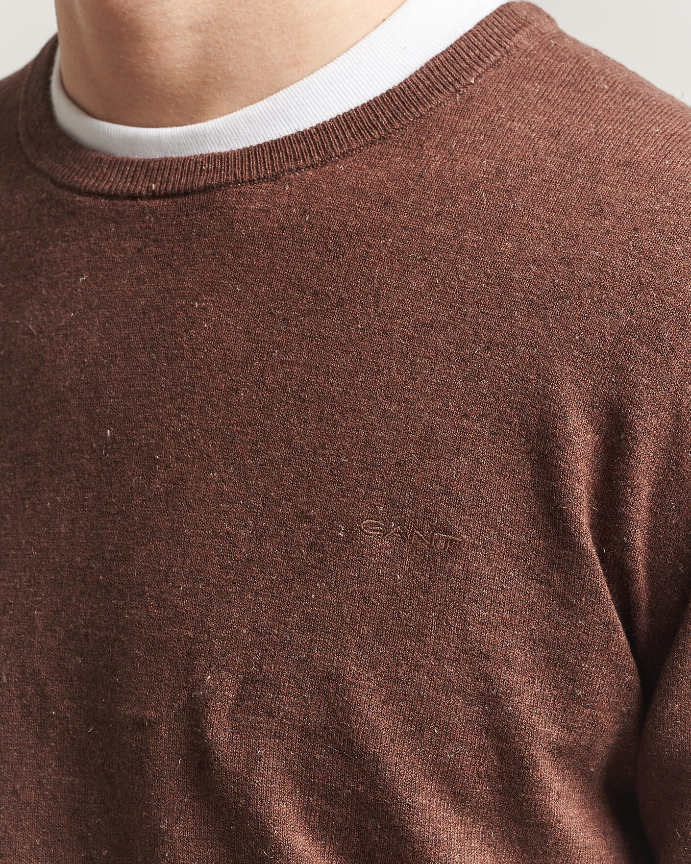 Homme | Pulls Et Tricots | Gant | Cotton/Linen Slub Knitted Sweater Hazelnut Melange