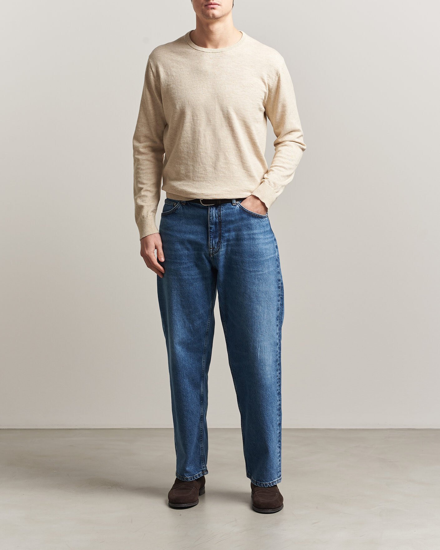 Homme | Pulls Et Tricots | Gant | Cotton/Linen Slub Knitted Sweater Seed Melange