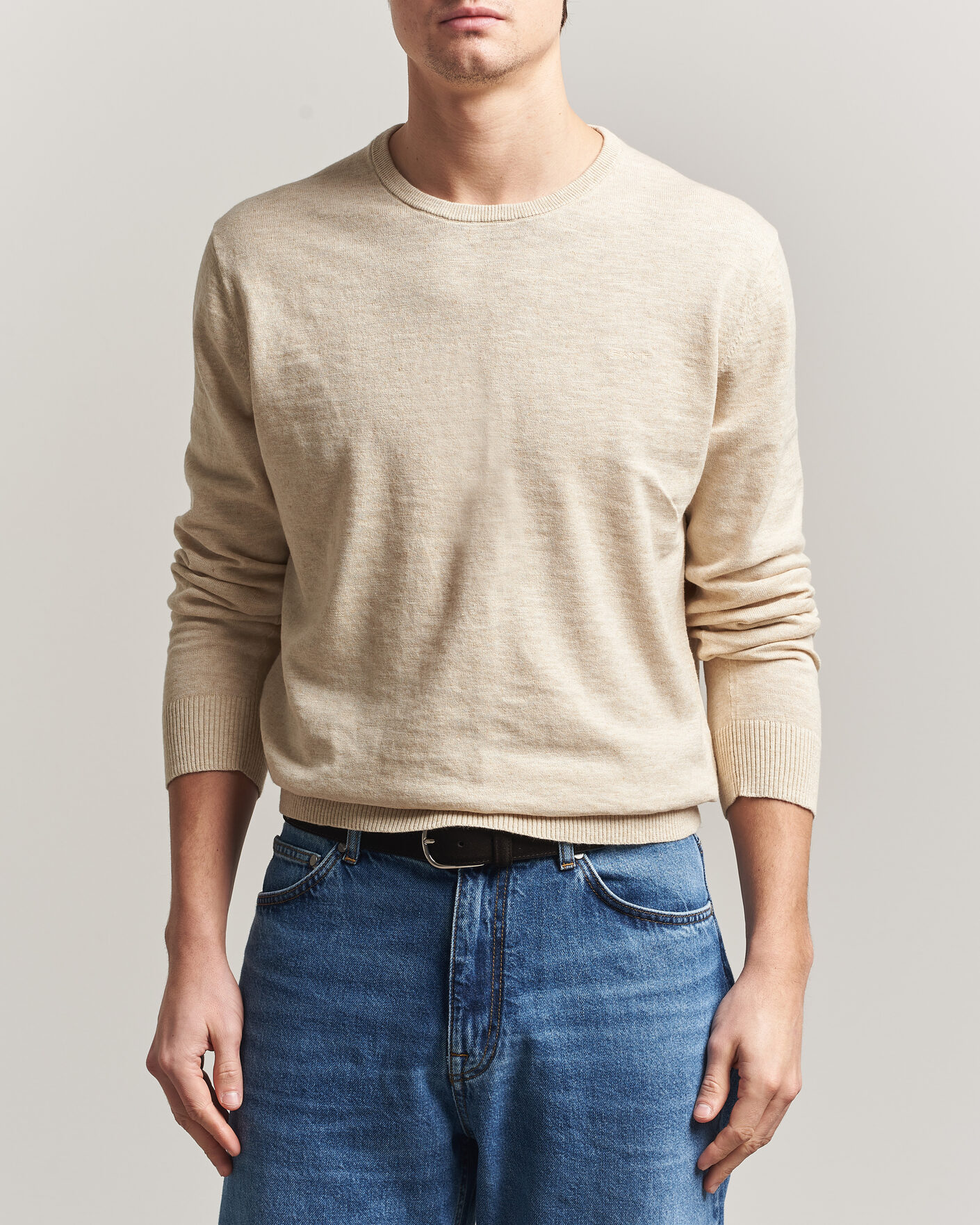 Homme | Pulls Et Tricots | Gant | Cotton/Linen Slub Knitted Sweater Seed Melange