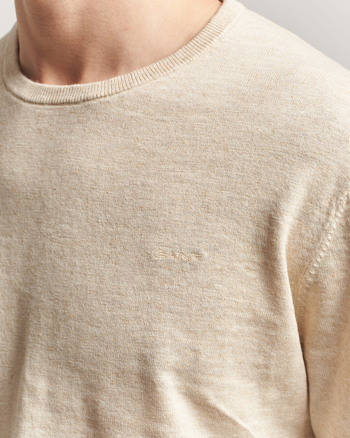 Homme | Pulls Et Tricots | Gant | Cotton/Linen Slub Knitted Sweater Seed Melange