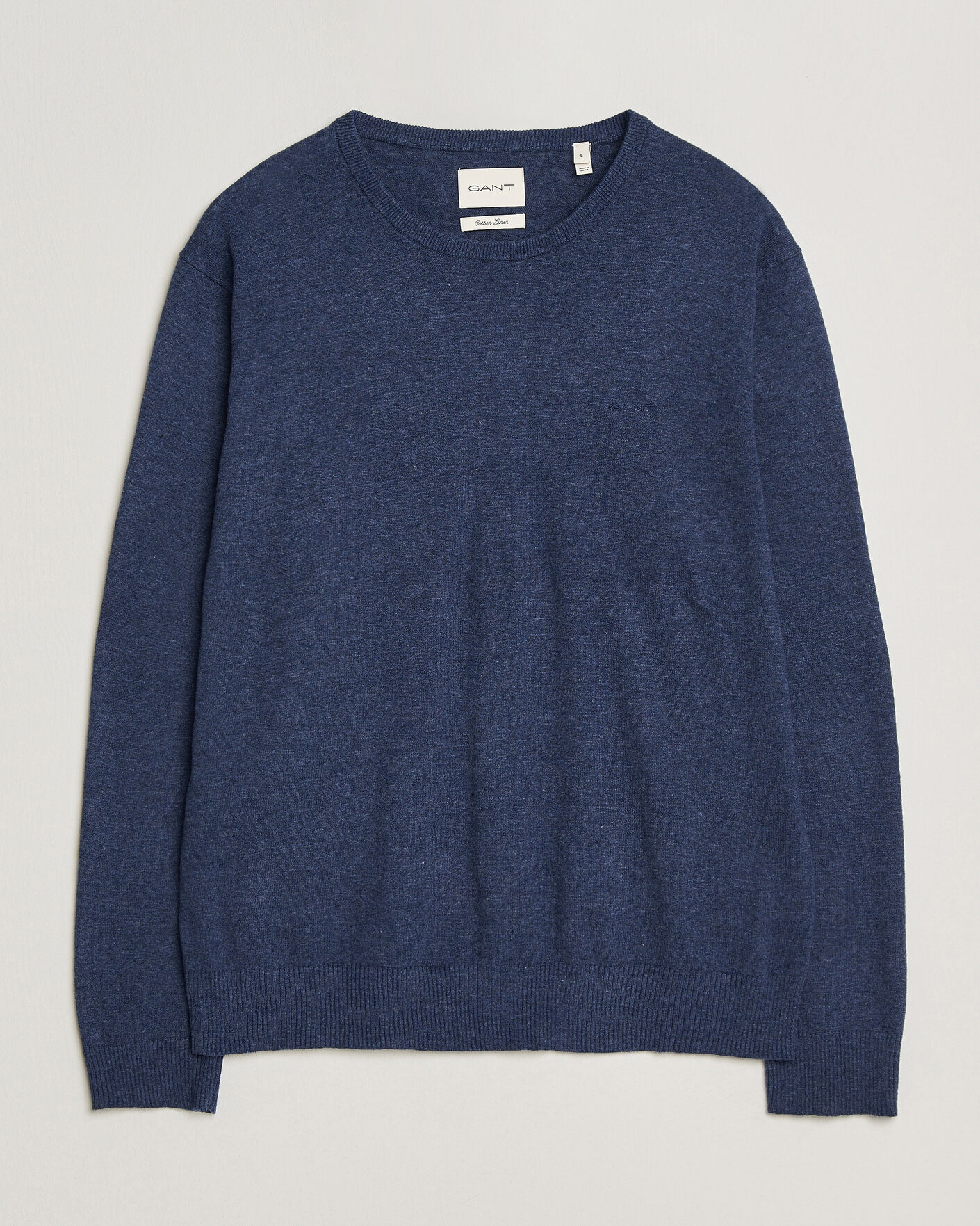 Homme | Pulls Et Tricots | GANT | Cotton/Linen Slub Knitted Sweater Dark Indigo Melange