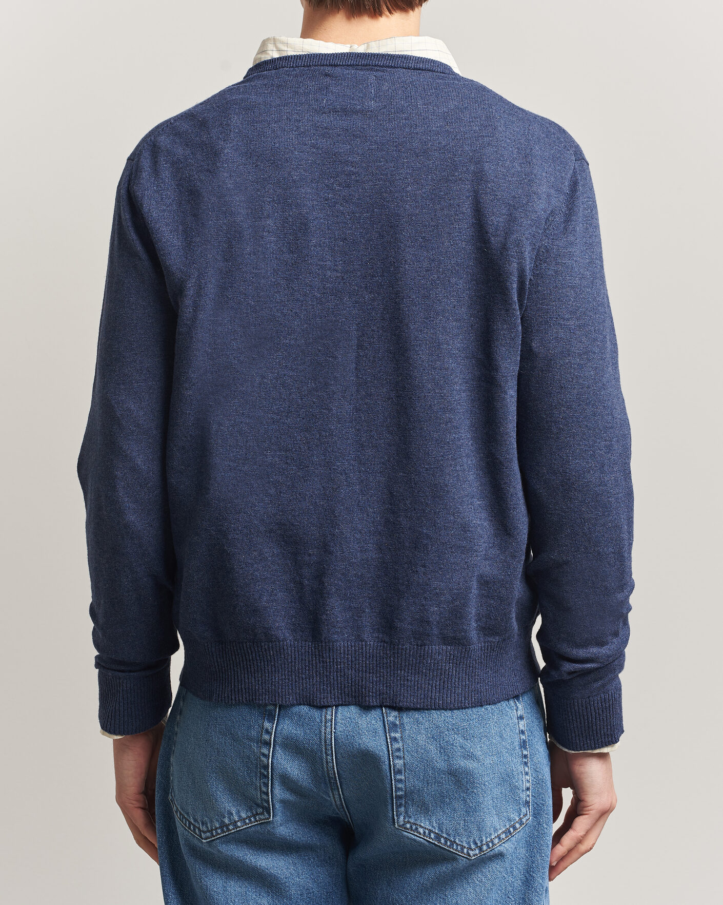 Homme | Pulls Et Tricots | GANT | Cotton/Linen Slub Knitted Sweater Dark Indigo Melange