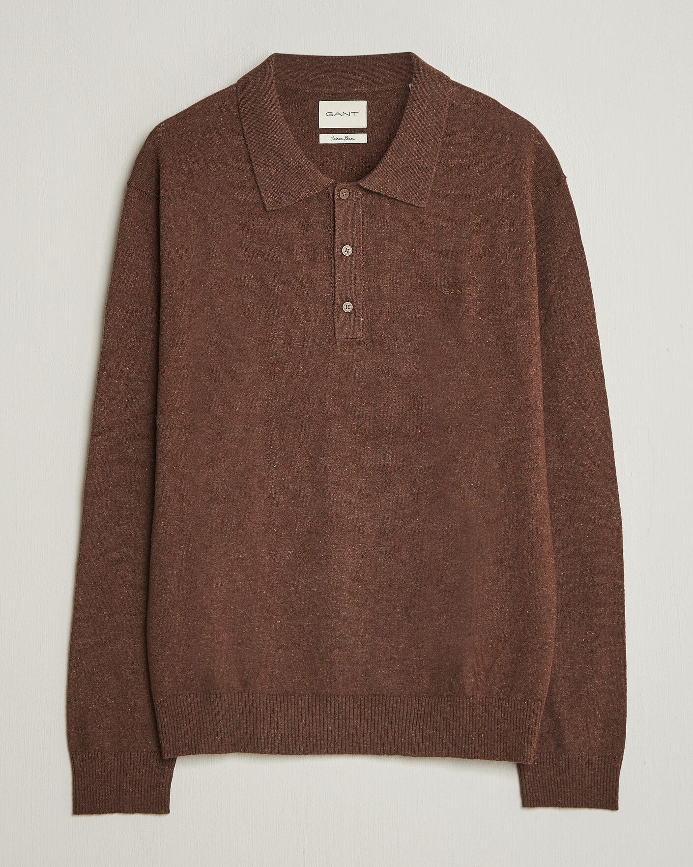 Homme | Pulls Et Tricots | GANT | Cotton/Linen Slub Knitted Polo Hazelnut Melange