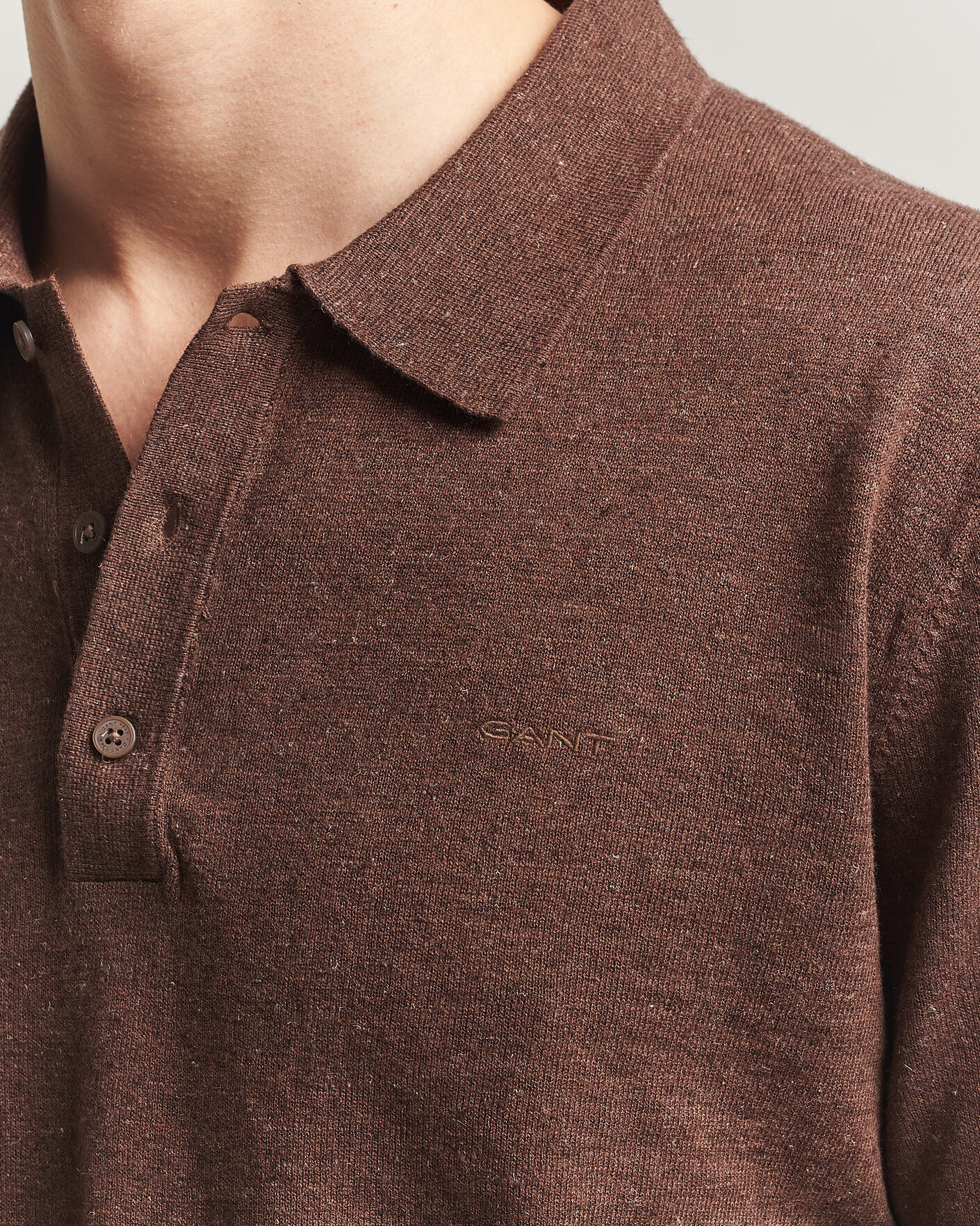 Homme | Pulls Et Tricots | Gant | Cotton/Linen Slub Knitted Polo Hazelnut Melange