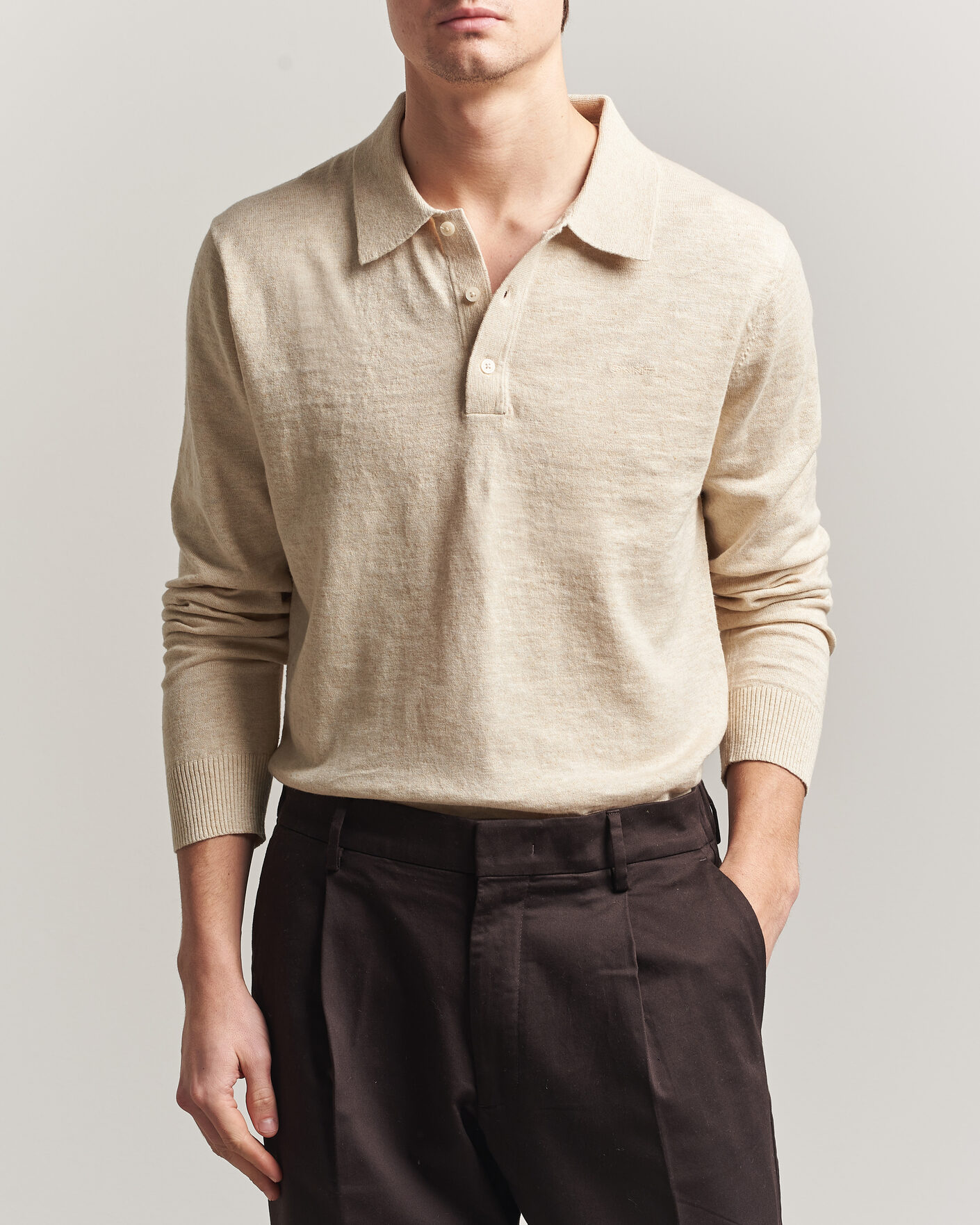 Homme | Pulls Et Tricots | Gant | Cotton/Linen Slub Knitted Polo Seed Melange