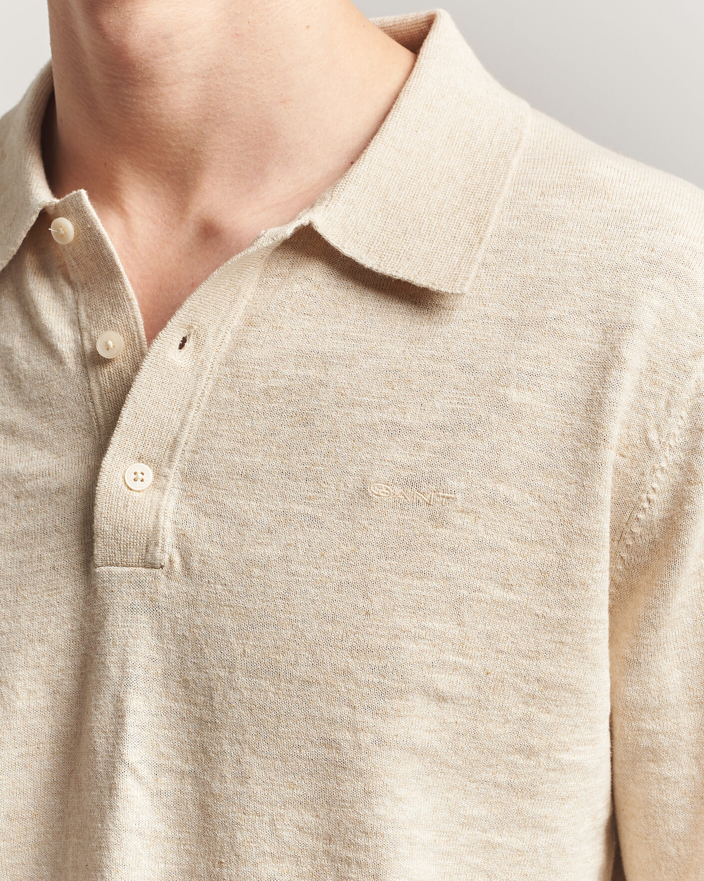 Homme | Pulls Et Tricots | Gant | Cotton/Linen Slub Knitted Polo Seed Melange