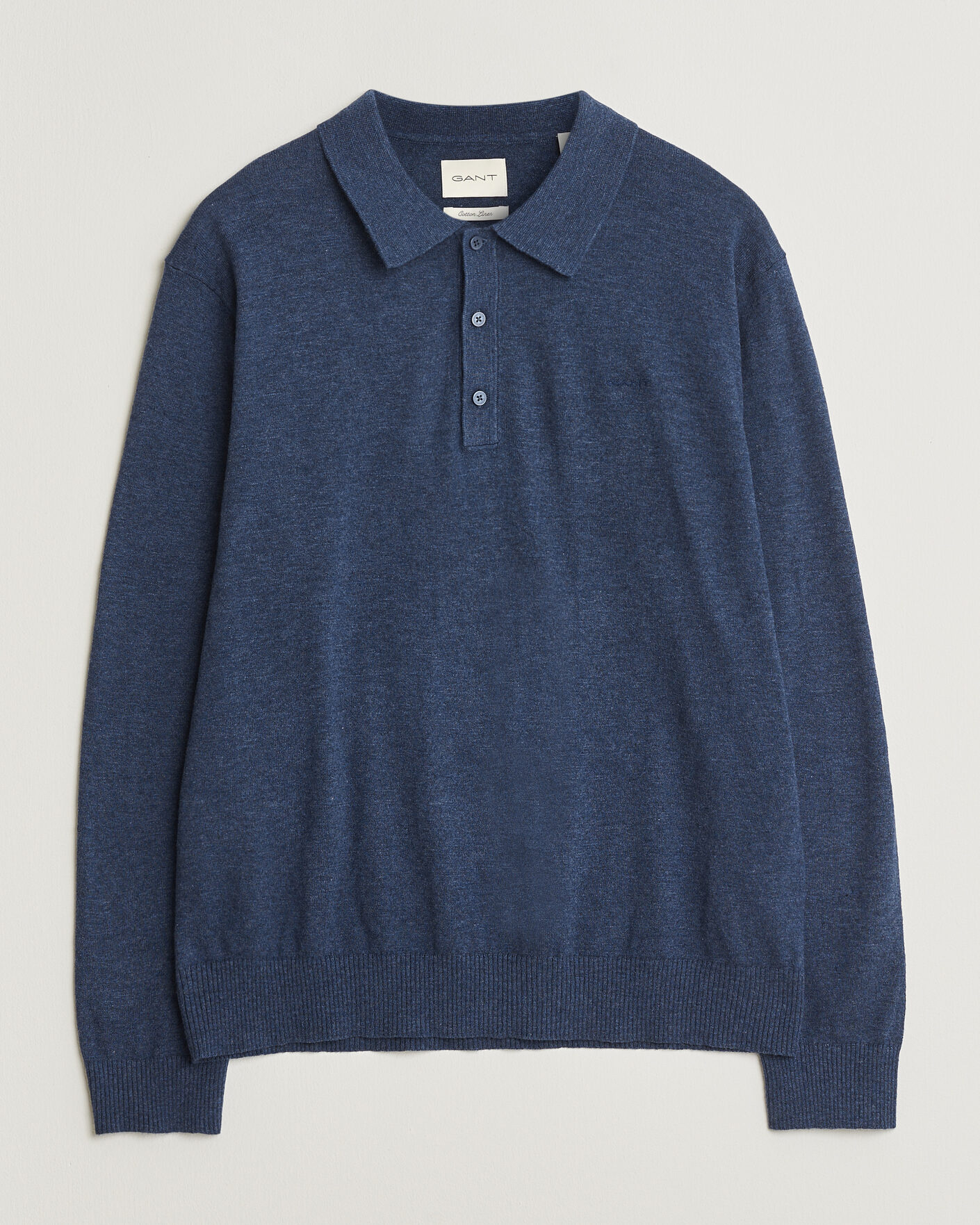 Homme | Pulls Et Tricots | GANT | Cotton/Linen Slub Knitted Polo Dark Indigo Melange