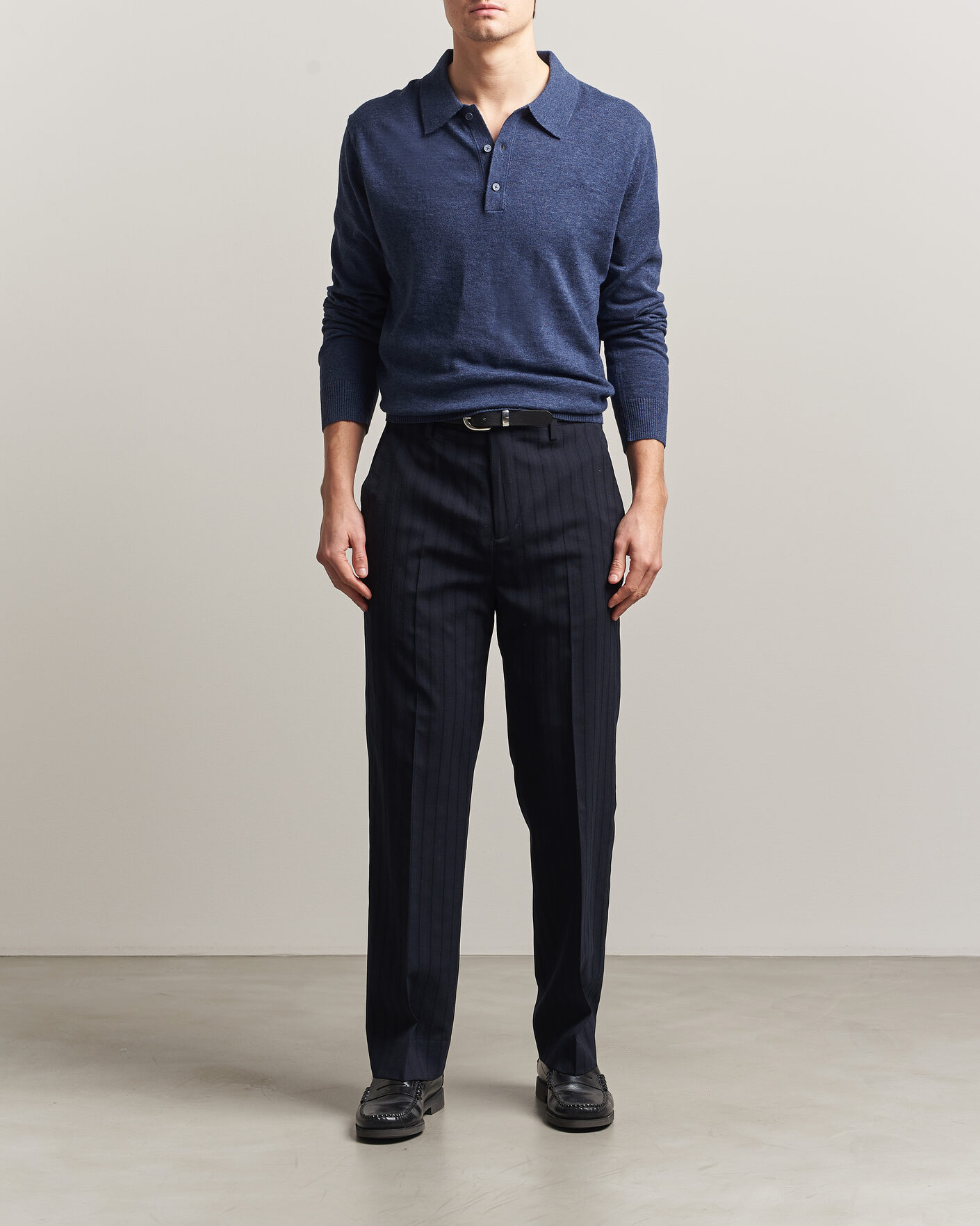 Homme | Pulls Et Tricots | GANT | Cotton/Linen Slub Knitted Polo Dark Indigo Melange