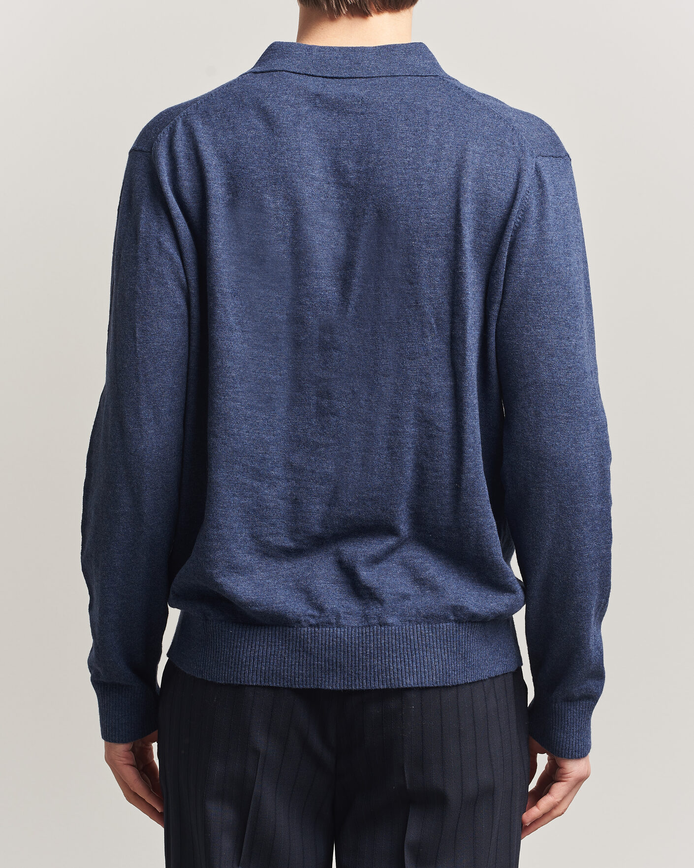 Homme | Pulls Et Tricots | GANT | Cotton/Linen Slub Knitted Polo Dark Indigo Melange