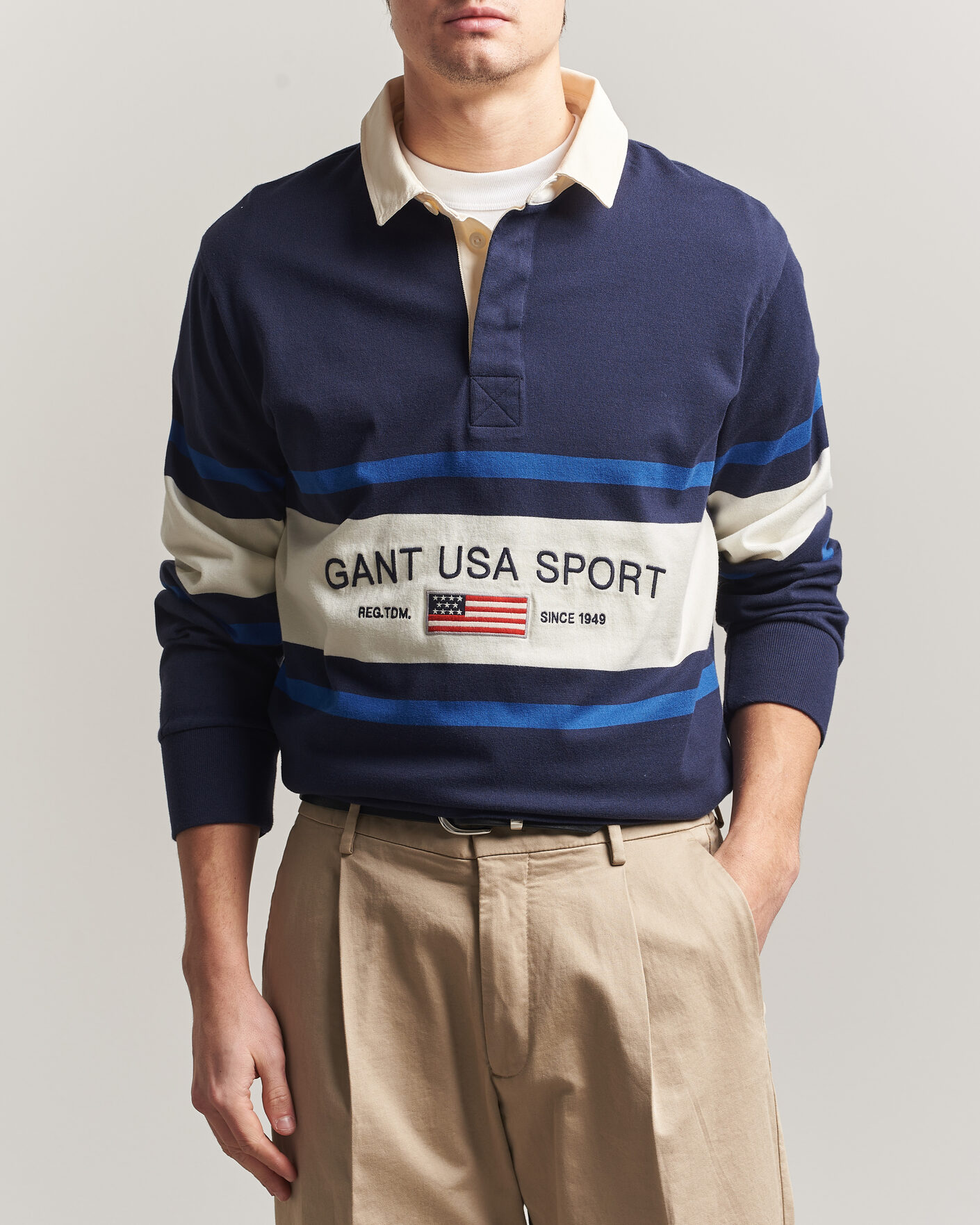 Homme | Pulls Et Tricots | Gant | Striped Rugger Evening Blue