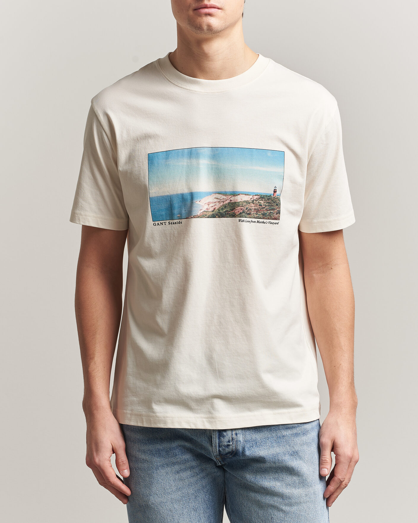 Homme | T-shirts | Gant | Scenery Graphic Crew Neck T-Shirt Cream