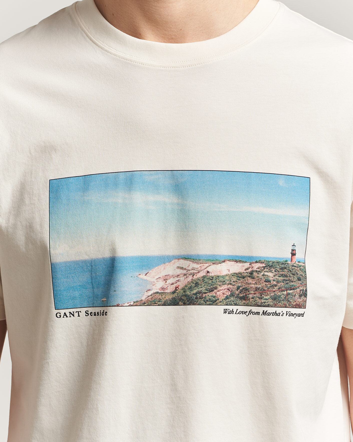 Homme | T-shirts | Gant | Scenery Graphic Crew Neck T-Shirt Cream