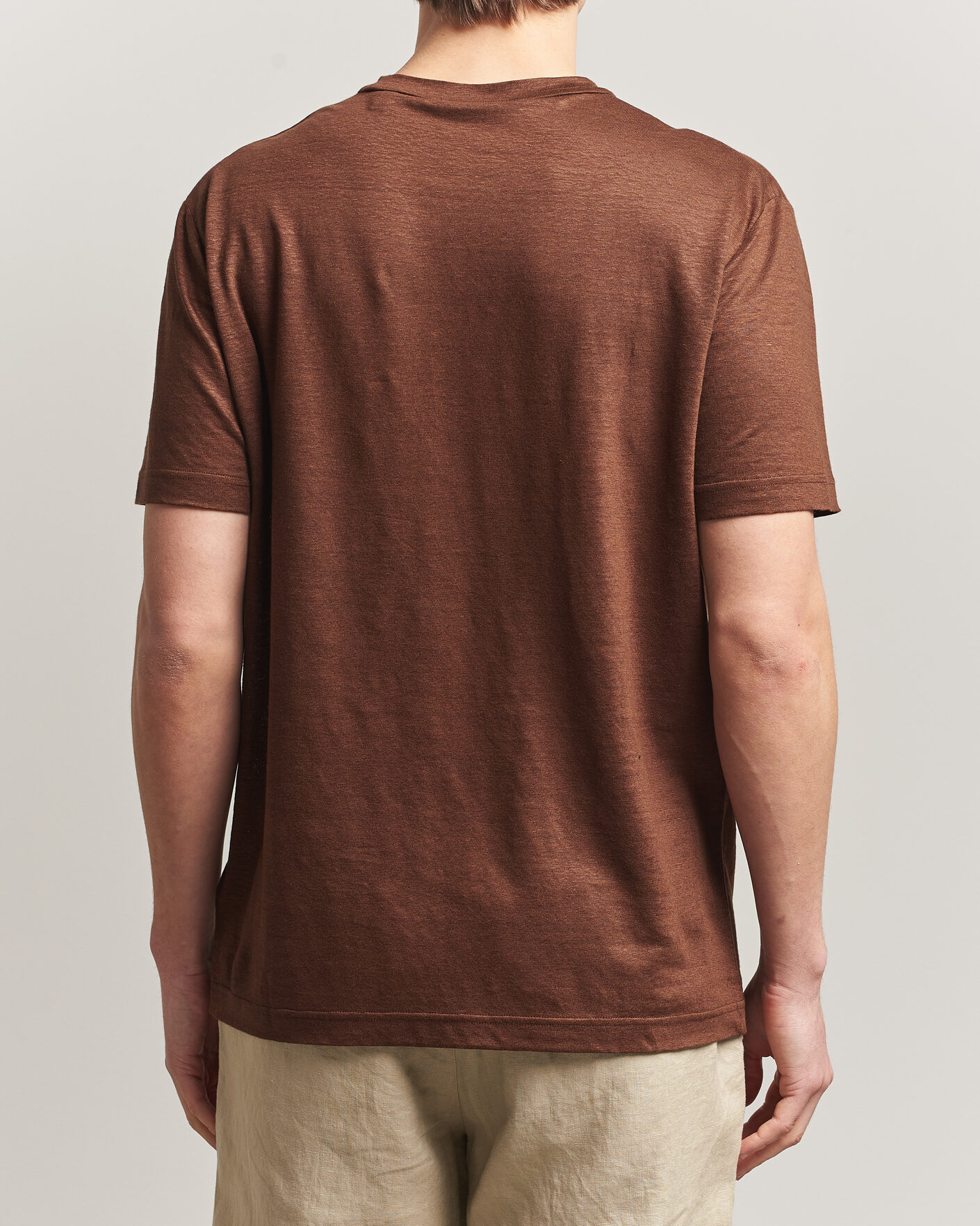 Homme | T-shirts | GANT | Linen T-Shirt Mahogany Brown