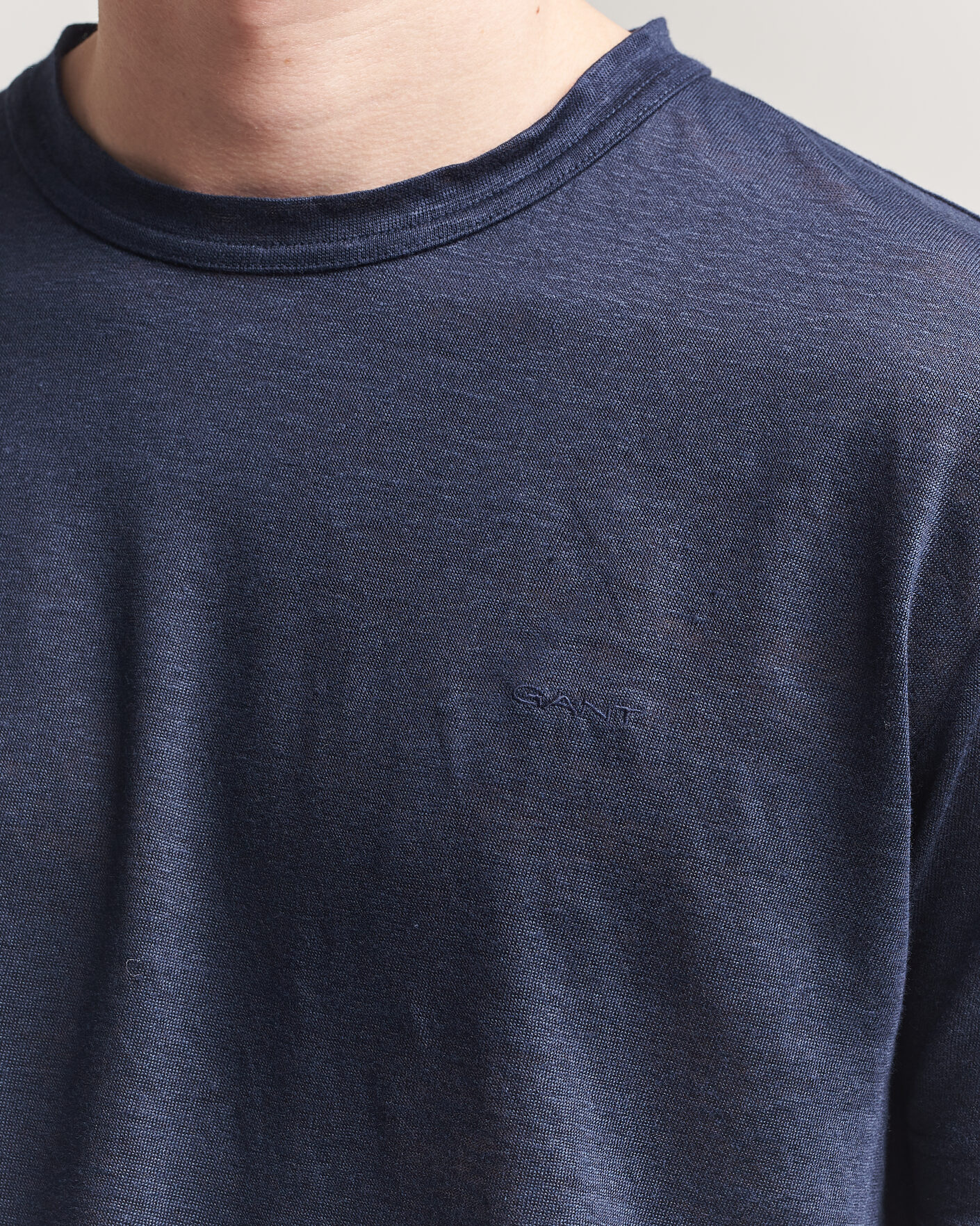 Homme | T-shirts | Gant | Linen T-Shirt Evening Blue