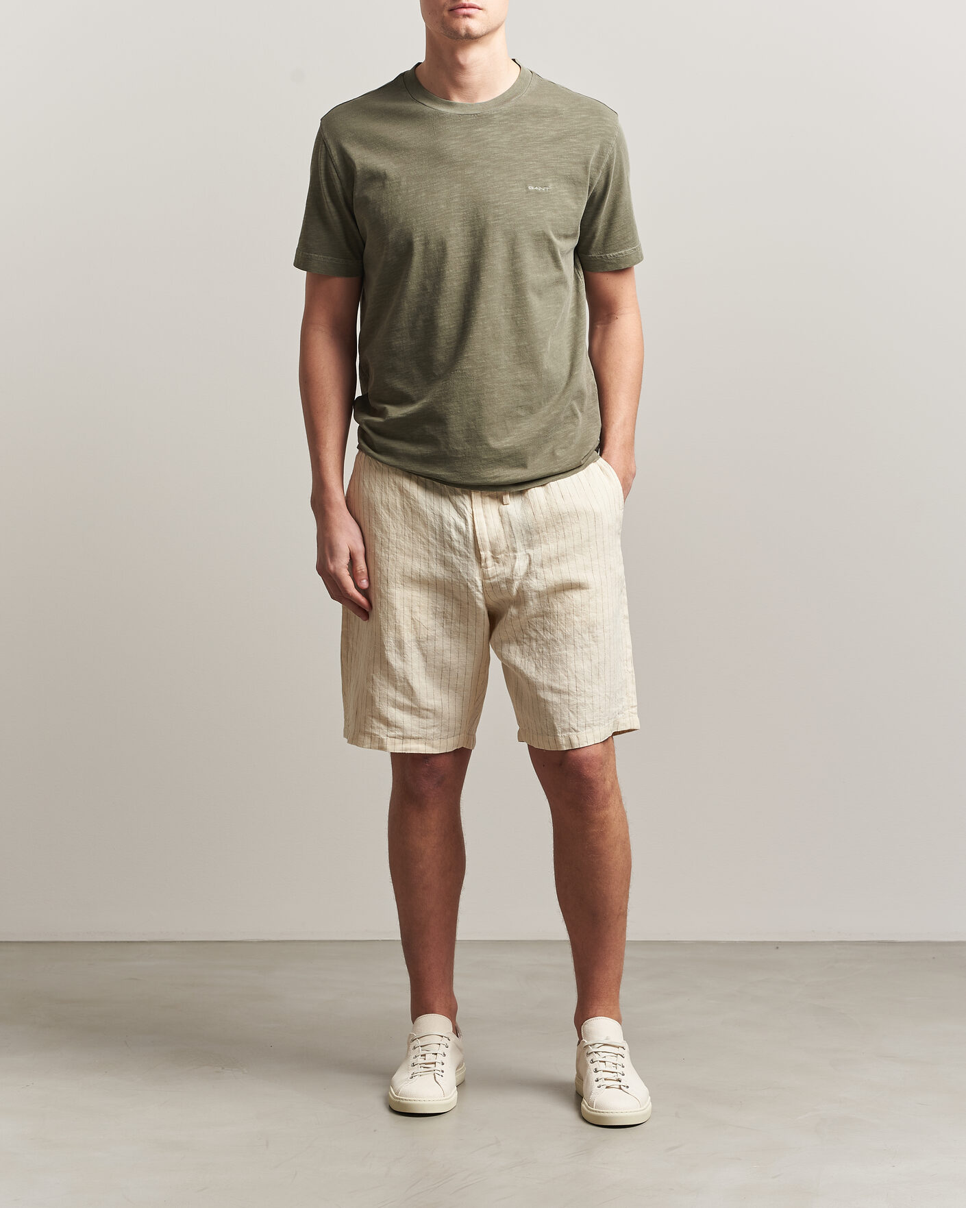Homme | T-shirts | Gant | Washed Slub T-Shirt Dry Herb Green