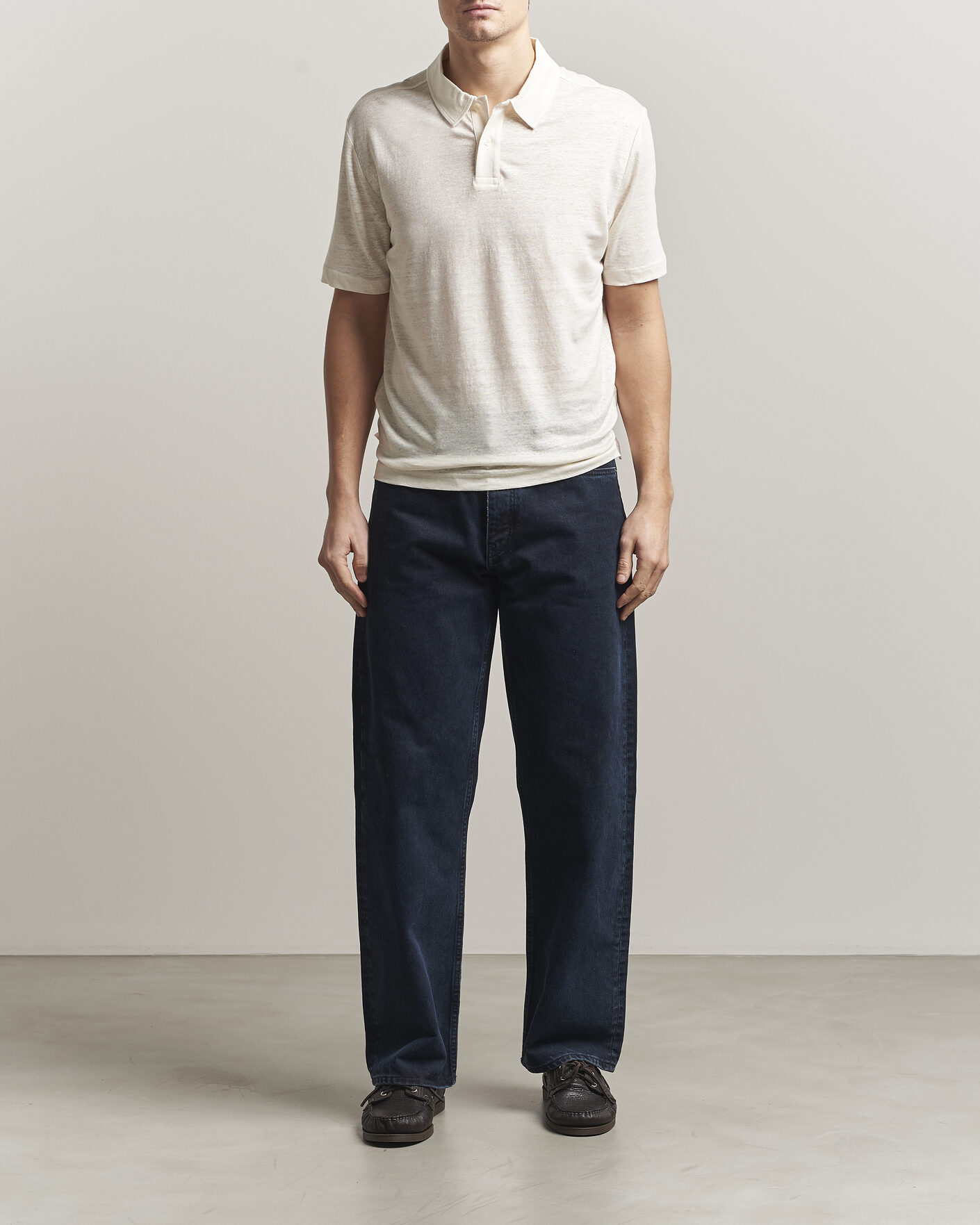 Homme | Polos | Gant | Linen Polo Creamed White