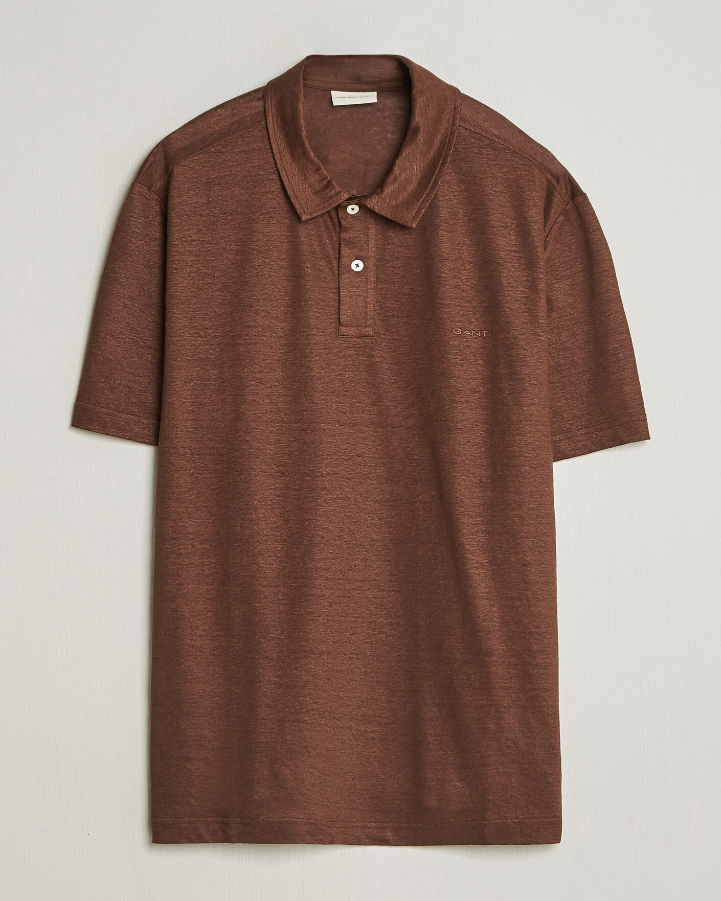 Homme | Polos | Gant | Linen Polo Mahogany Brown