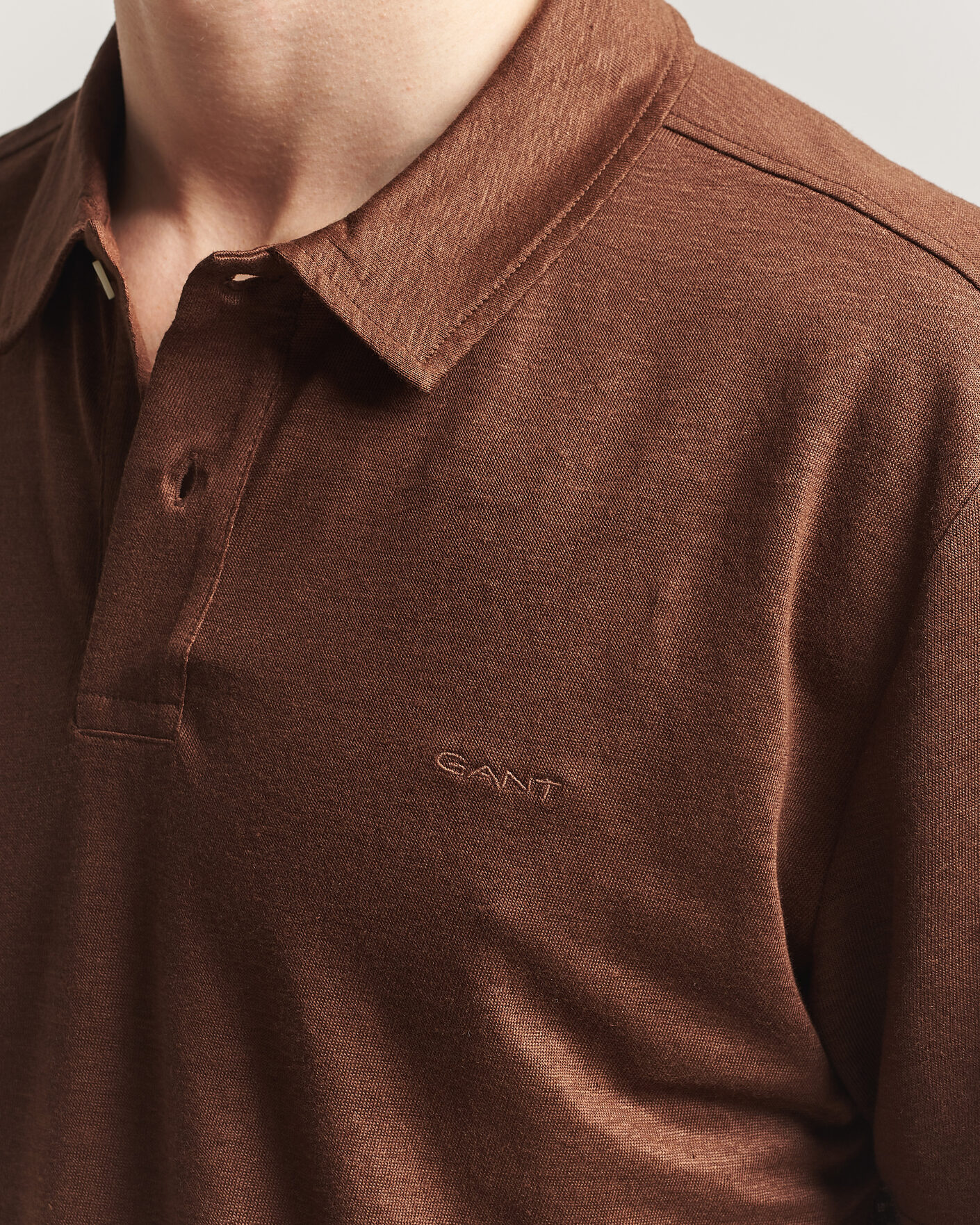 Homme | Polos | GANT | Linen Polo Mahogany Brown