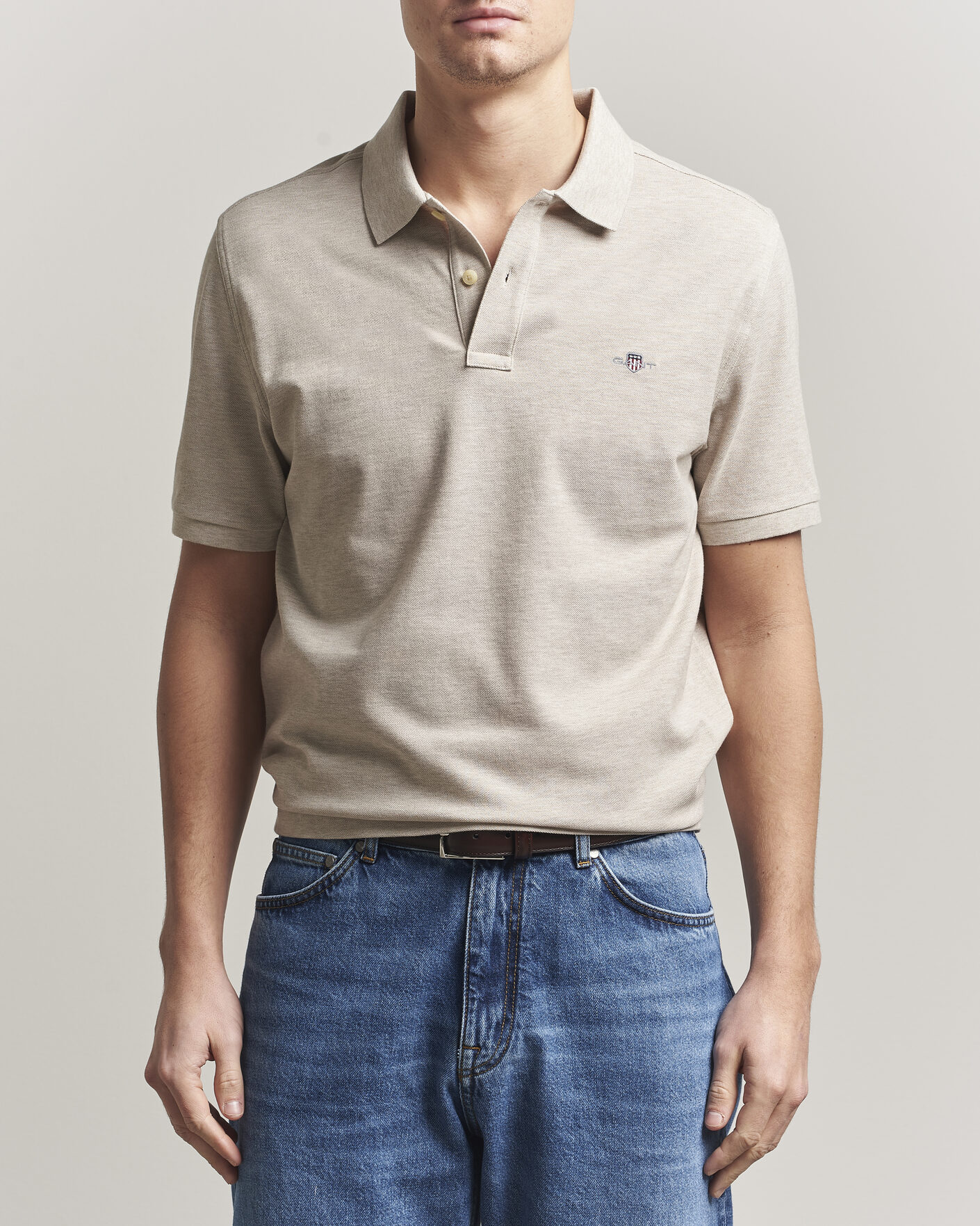 Homme | Polos | Gant | The Original Polo Oat Melange