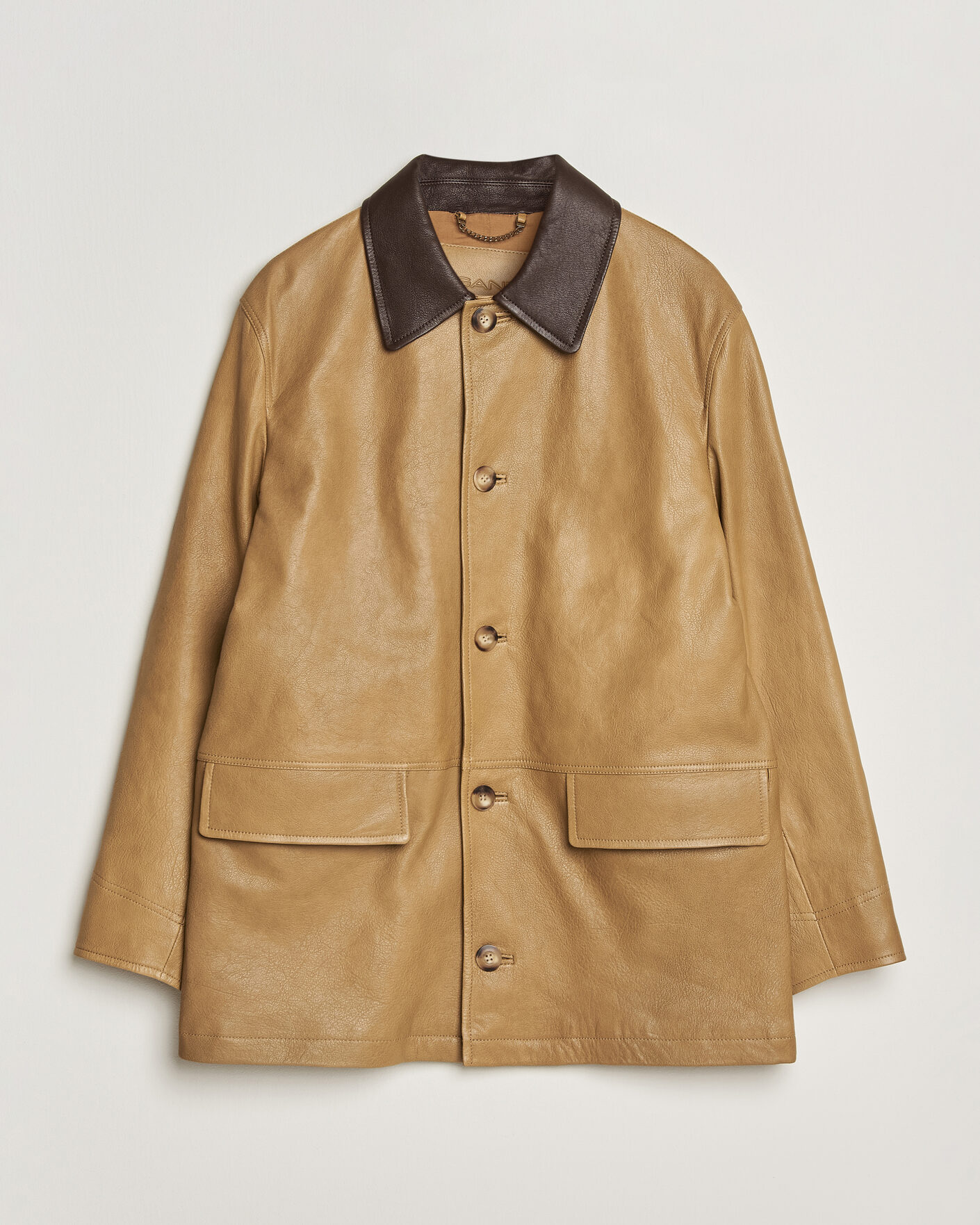 Homme | Manteaux Et Vestes | GANT | Leather Decker Jacket Warm Khaki