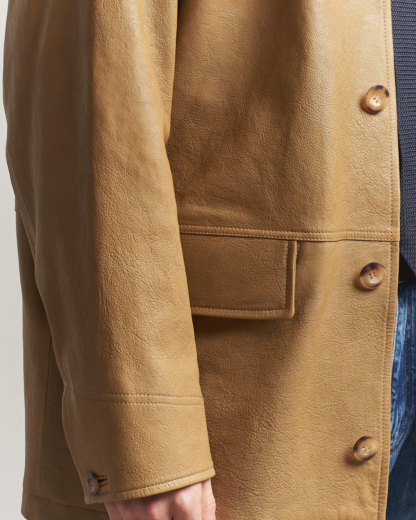 Homme | Manteaux Et Vestes | Gant | Leather Decker Jacket Warm Khaki