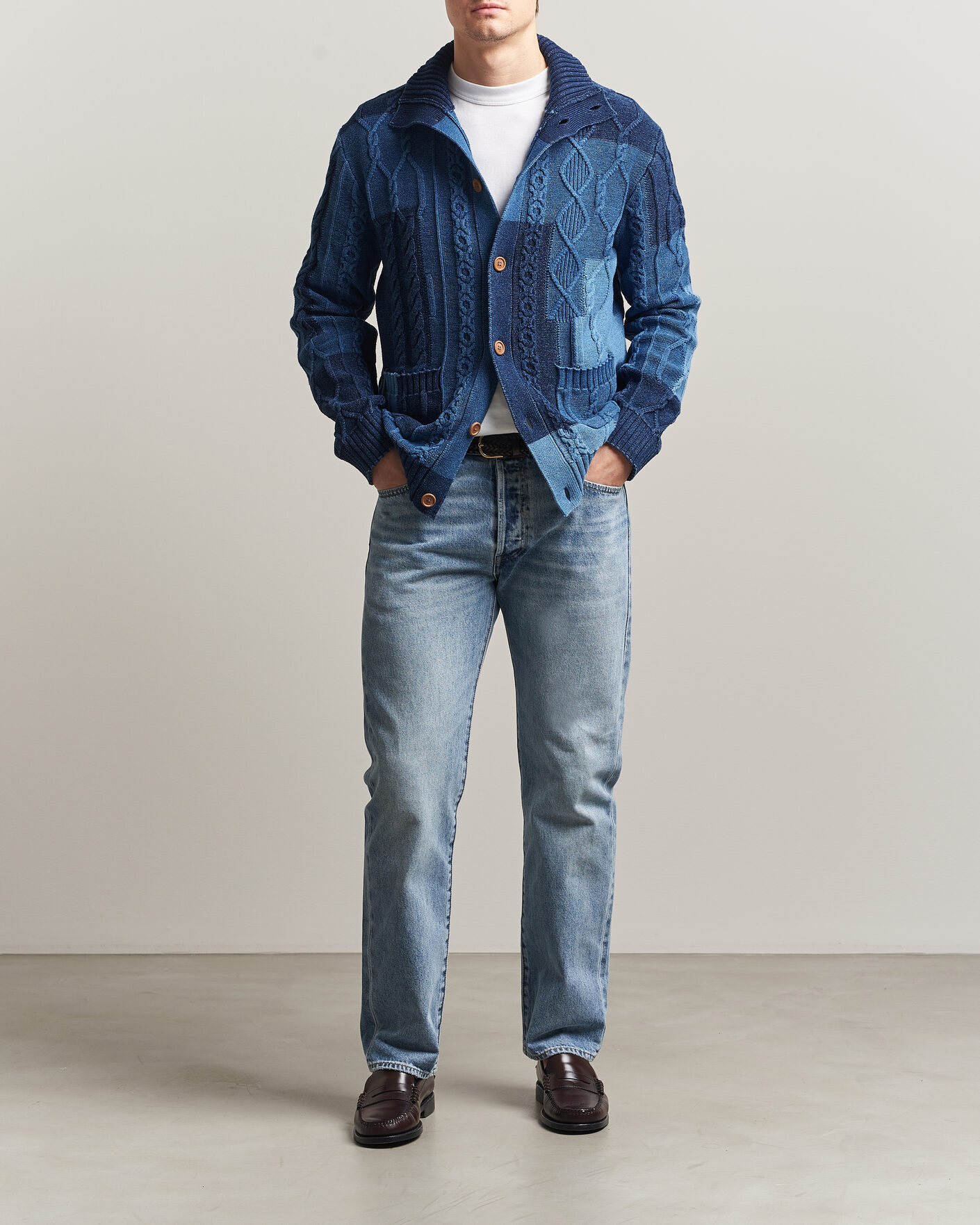 Homme | Pulls Et Tricots | Gant | Indigo Cotton Cable Cardigan Rich Navy