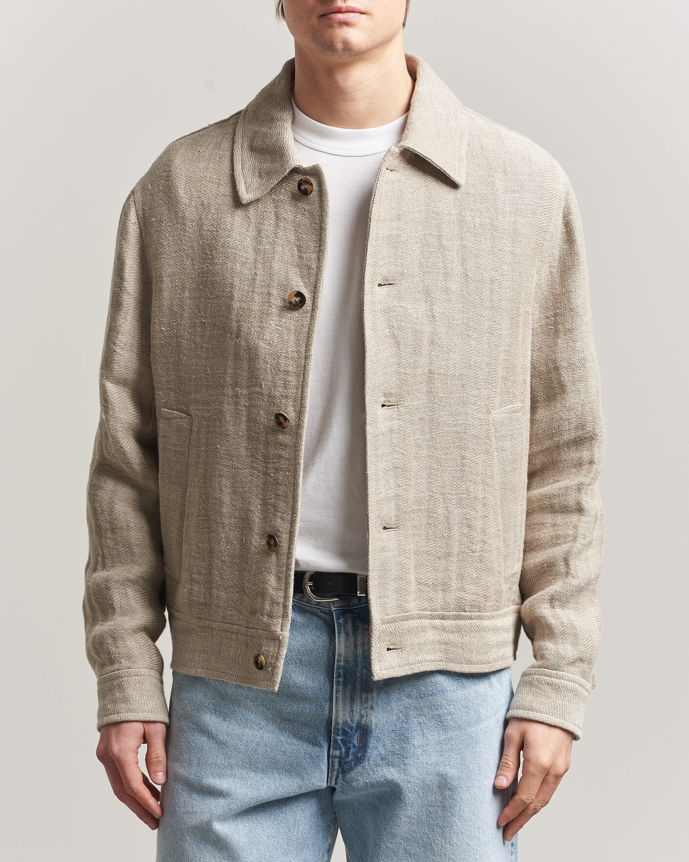 Homme | Manteaux Et Vestes | Gant | Washed Linen Jacket Light Taupe