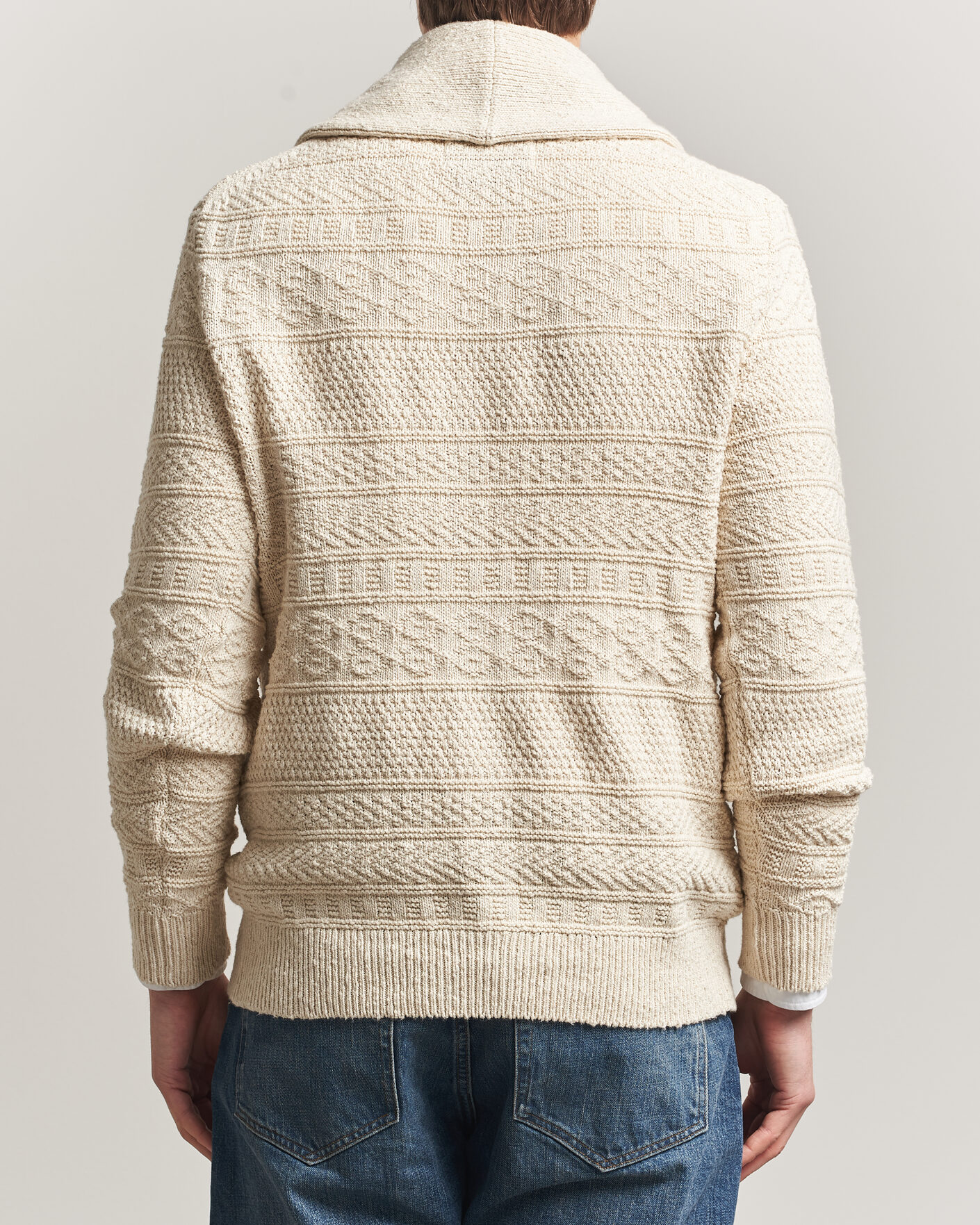 Homme | Pulls Et Tricots | Gant | Cotton/Linen Textured Cardigan Creamed White
